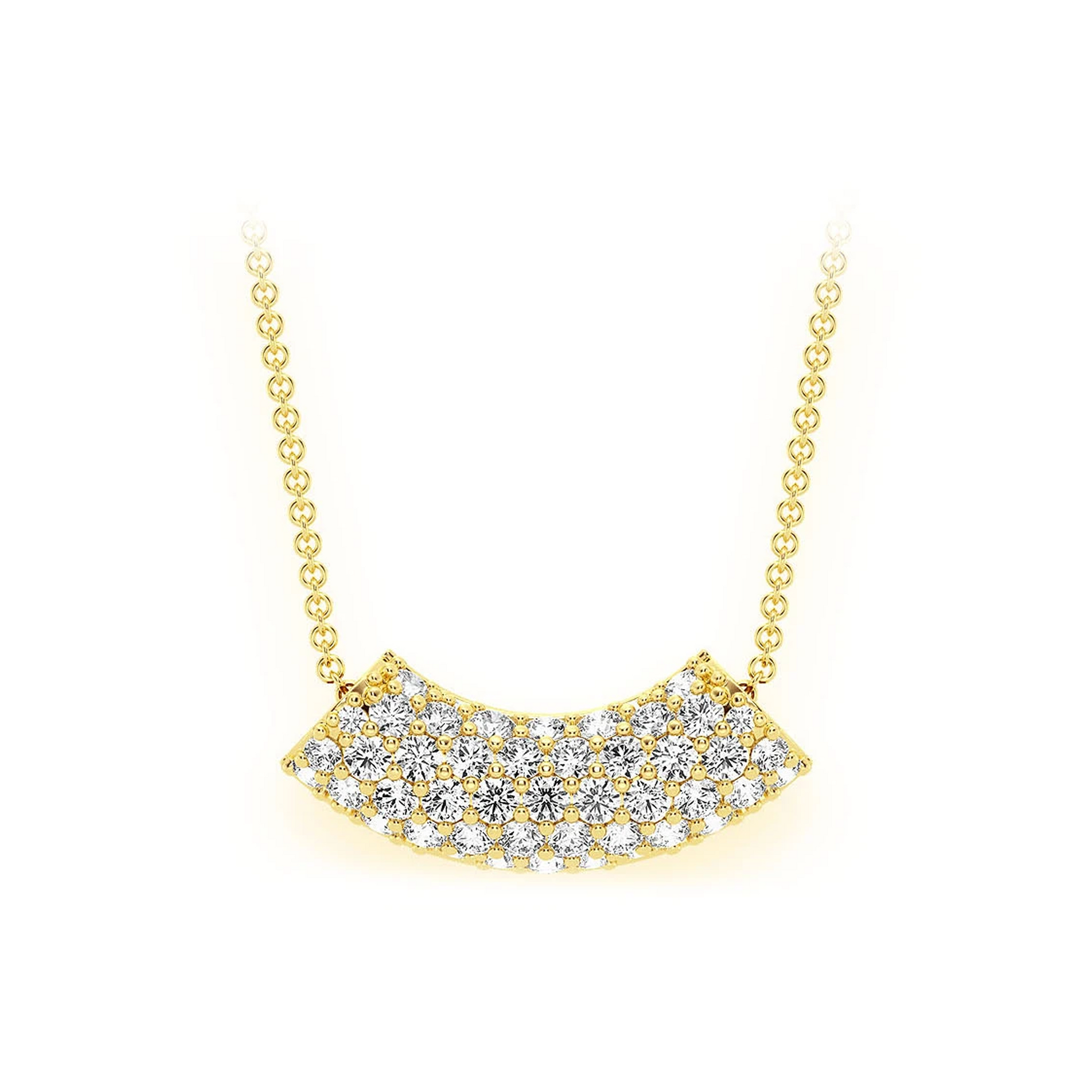 Noodle Diamond Pavé Pendant in 14K yellow gold, front view