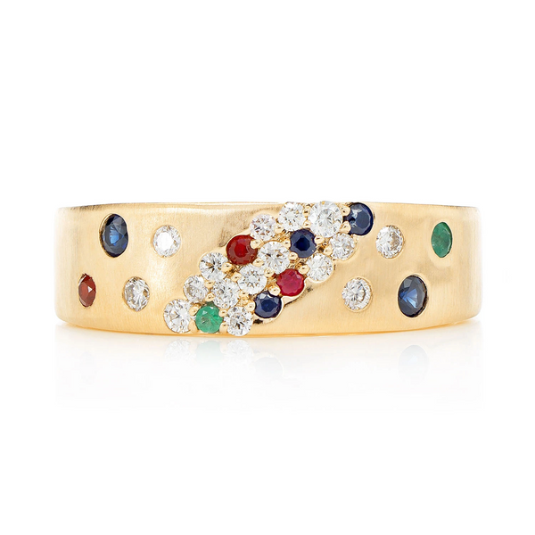 Scattered Cluster Multi Gem and Diamond Band Ring