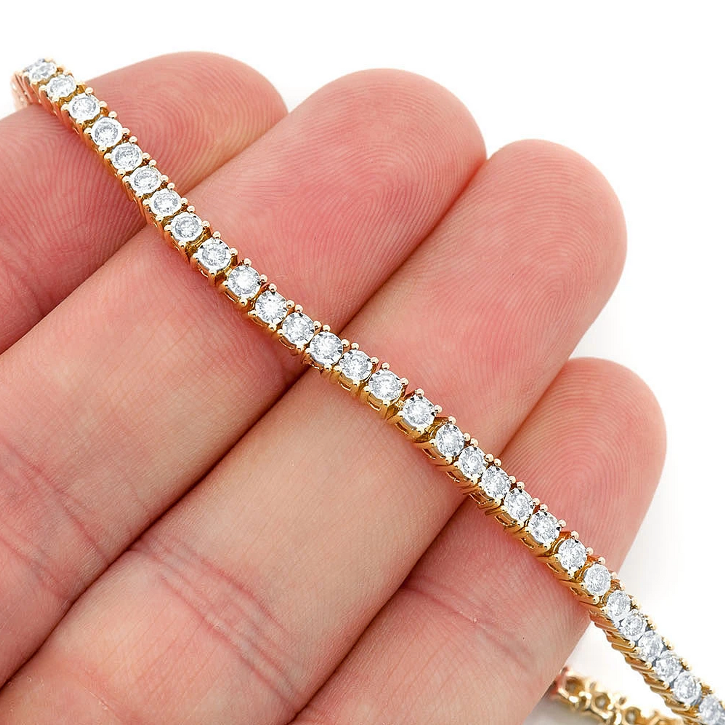 Miracle Diamond Tennis Bracelet in 14K yellow gold, 2pt / 1.25ctw, worn view