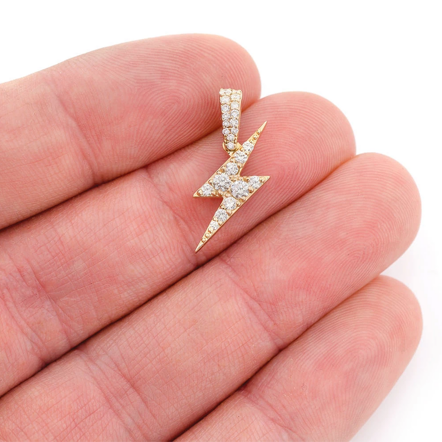 Lightning Bolt Diamond Pendant in 14K yellow gold, Statement | 0.50ctw, worn view