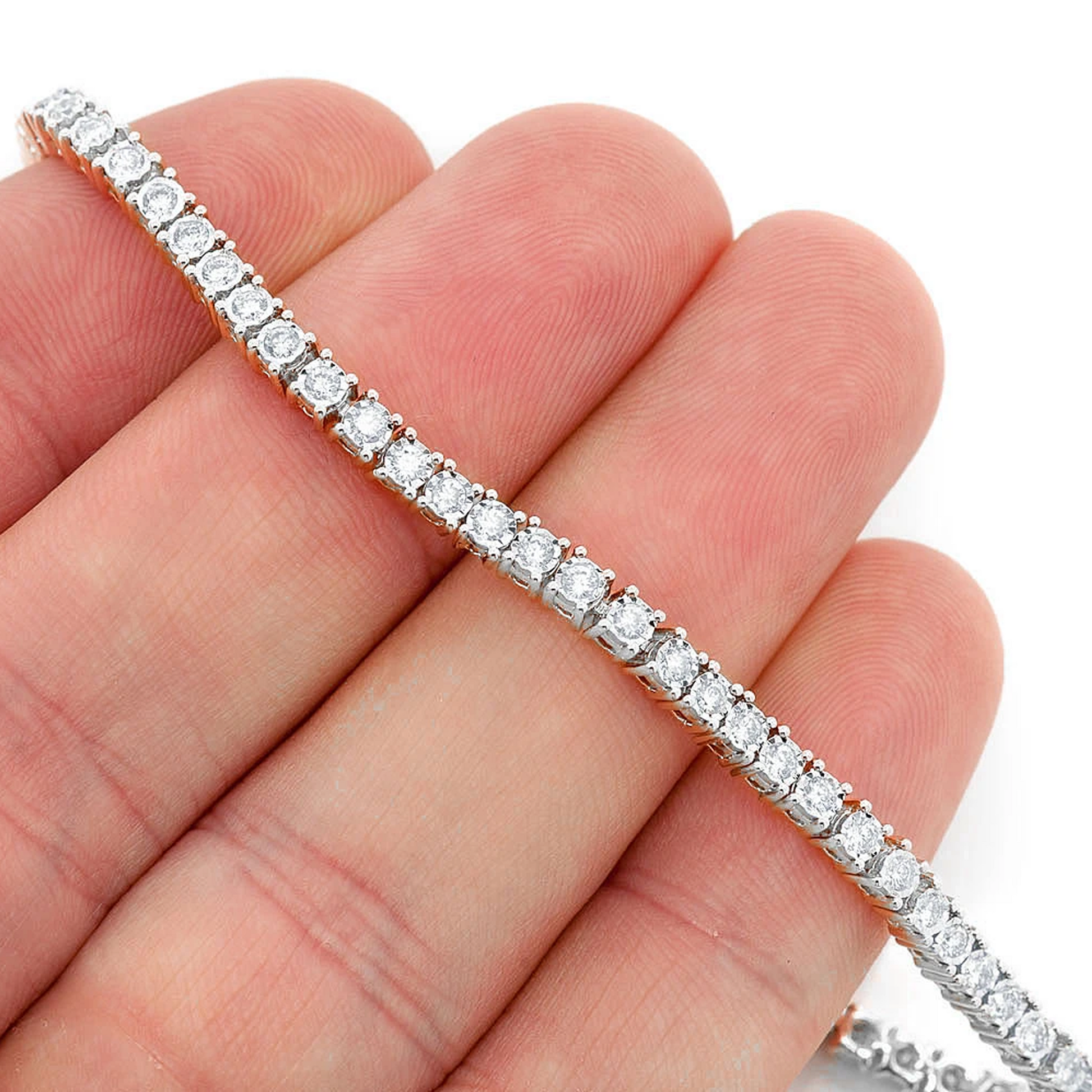 Miracle Diamond Tennis Bracelet in 14K white gold, 2pt / 1.25ctw, worn view