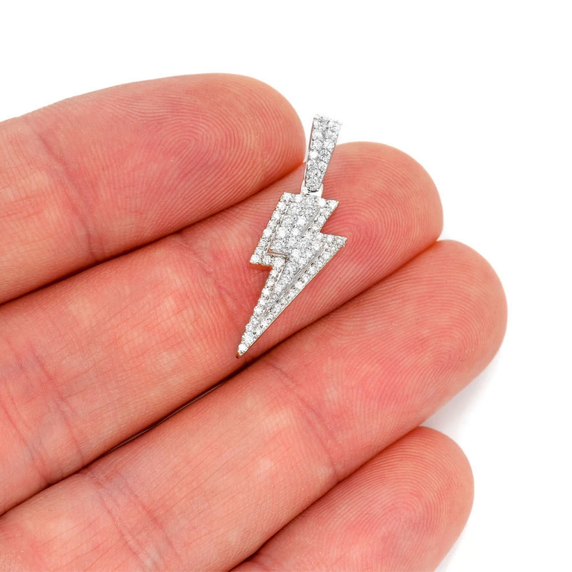 Super Lightning Pendant in 14K white gold, Signature | 0.40ctw, worn view