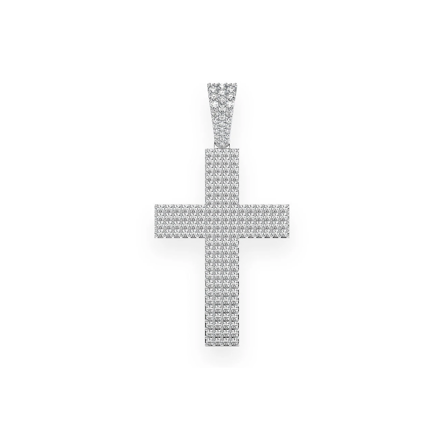 Pavé Cross Pendant in 14K white gold, front view