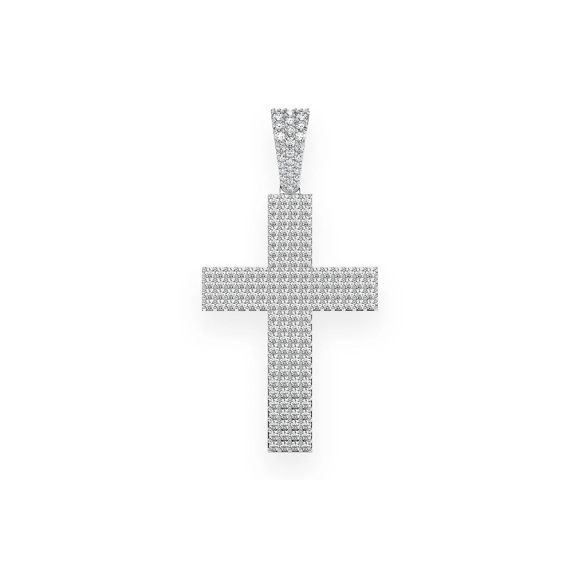Pavé Cross Pendant in 14K white gold, front view