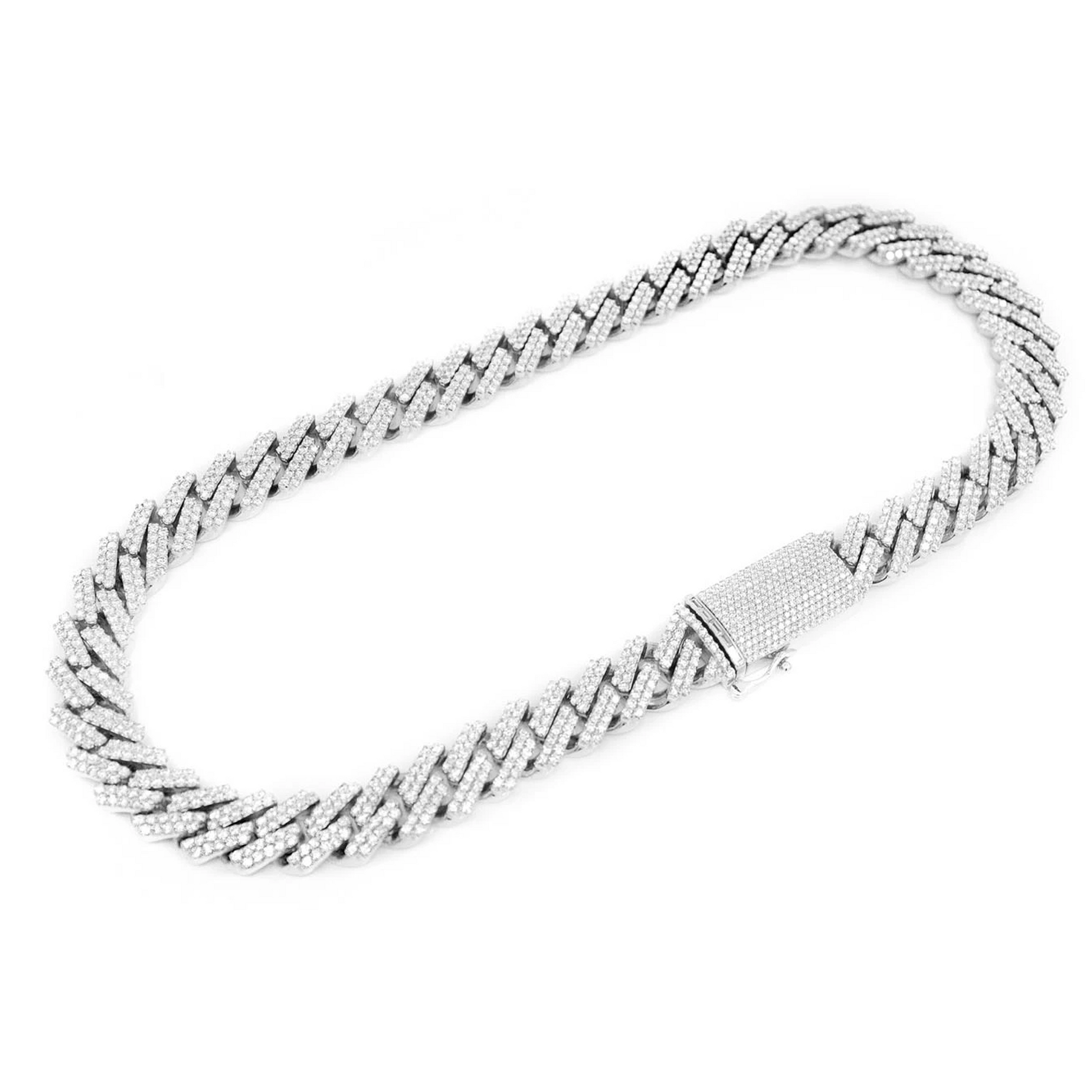 Raised Cuban Diamond Necklace in 14K white gold, 16mm / 33.00ctw width, alternate view