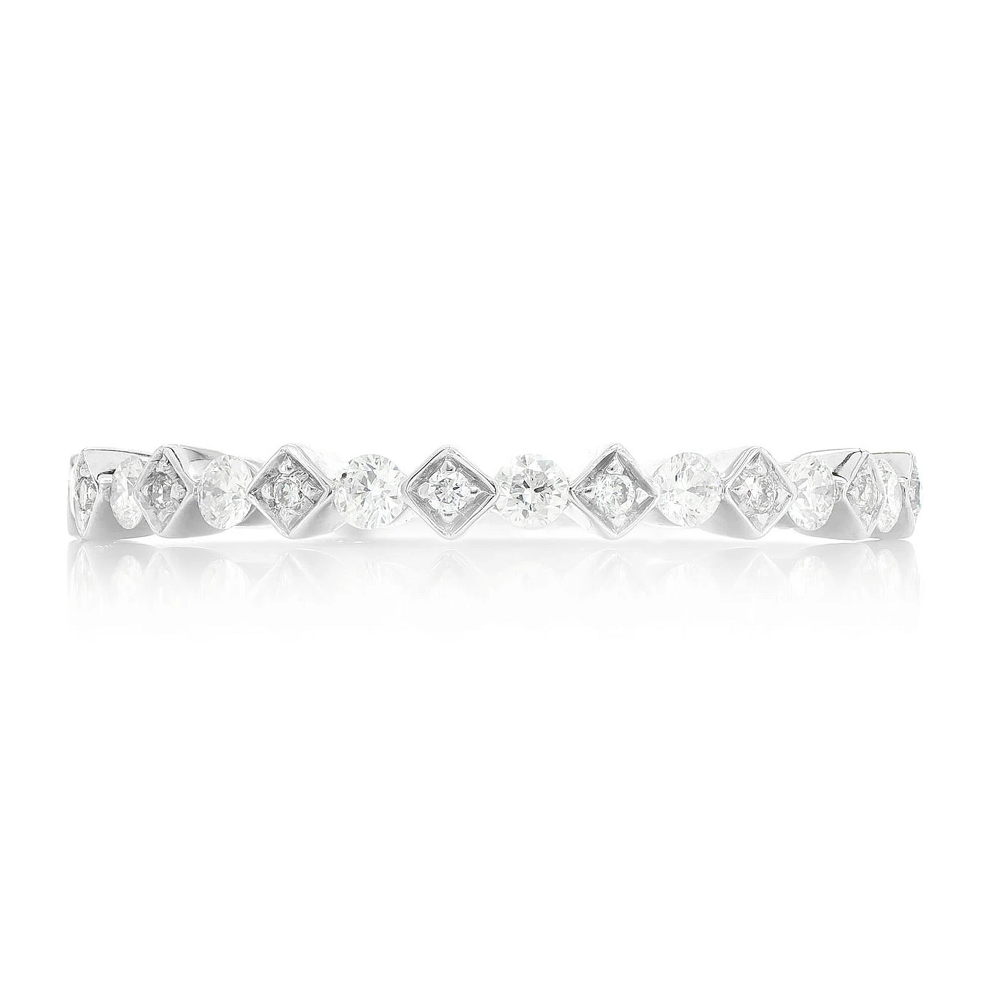 Stackable Wedding Band Ring in 14K white gold, front view