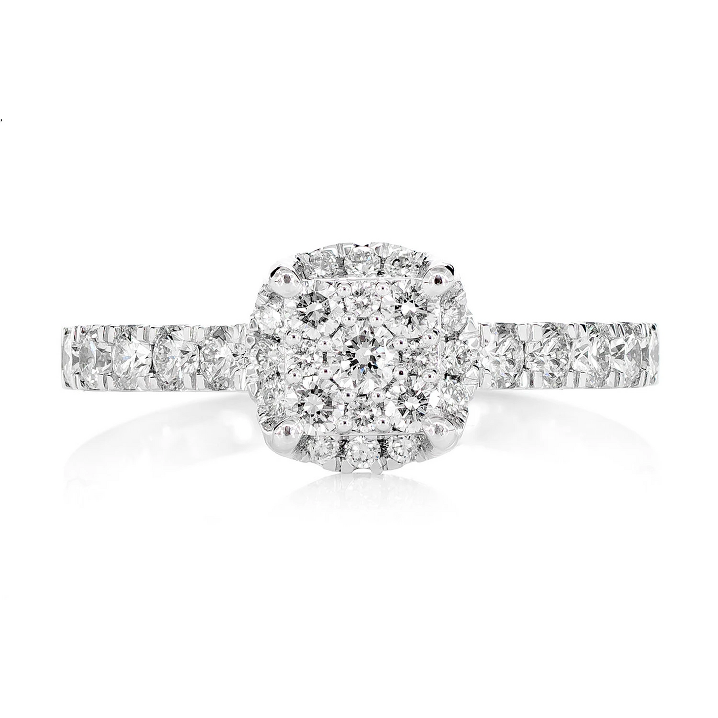 Square Cluster Halo Diamond Engagement Ring
