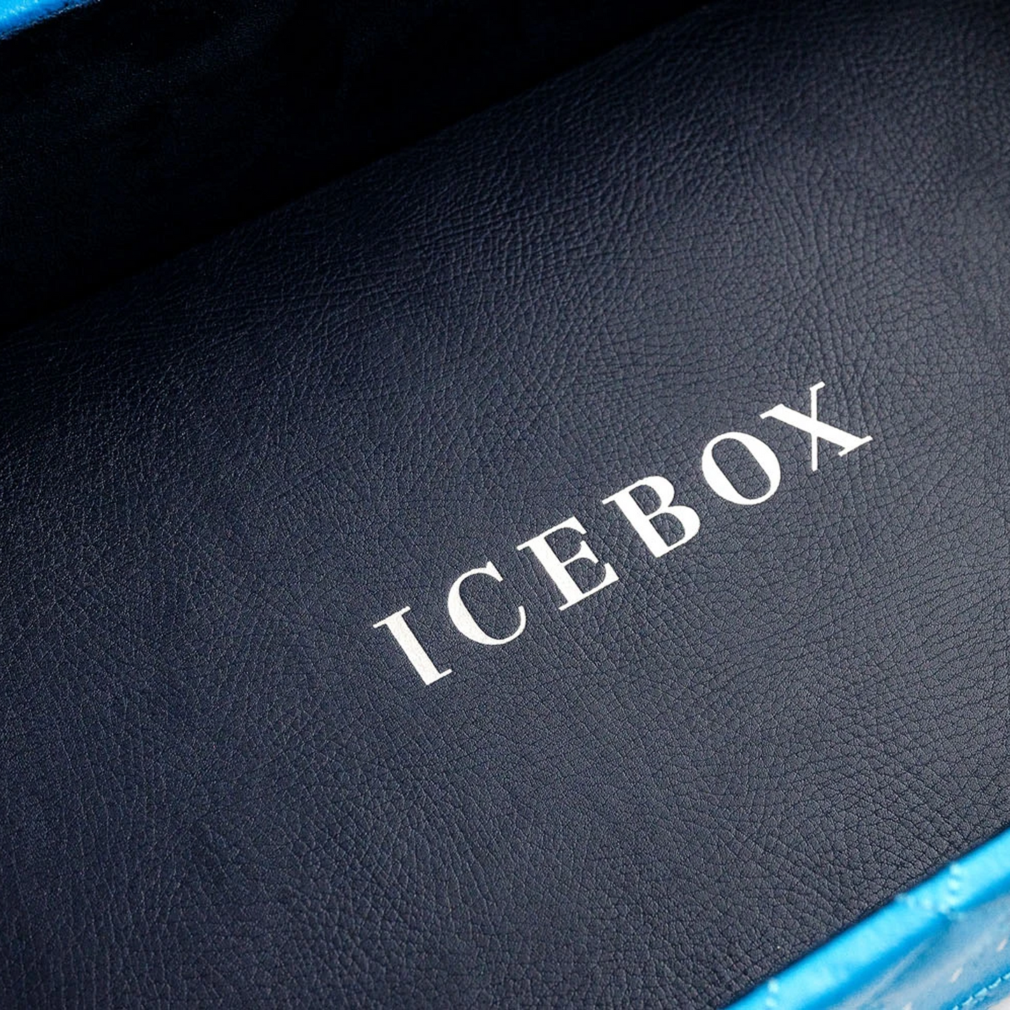 4-Inch Leather Vault Tray in blue, detail view 6