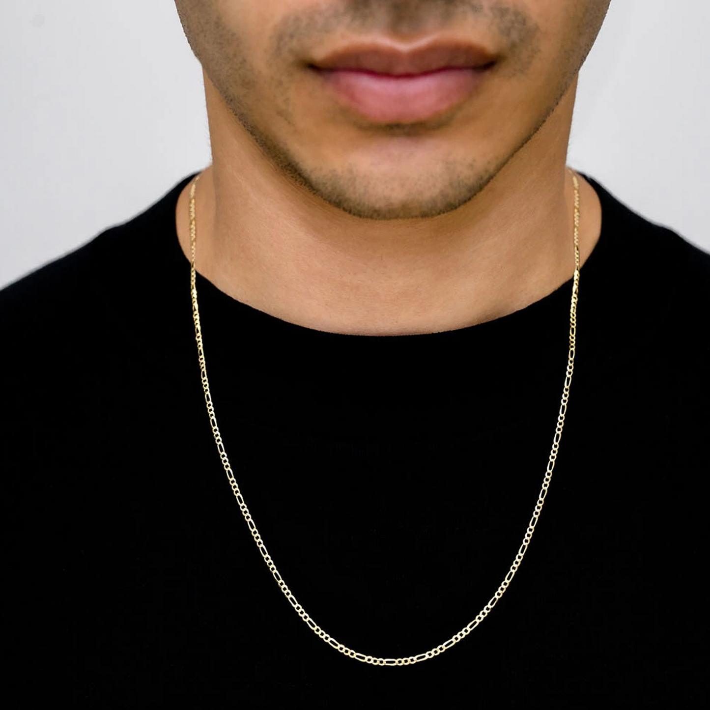 Figaro Gold Chain in 14K yellow gold, 2mm width, alternate view