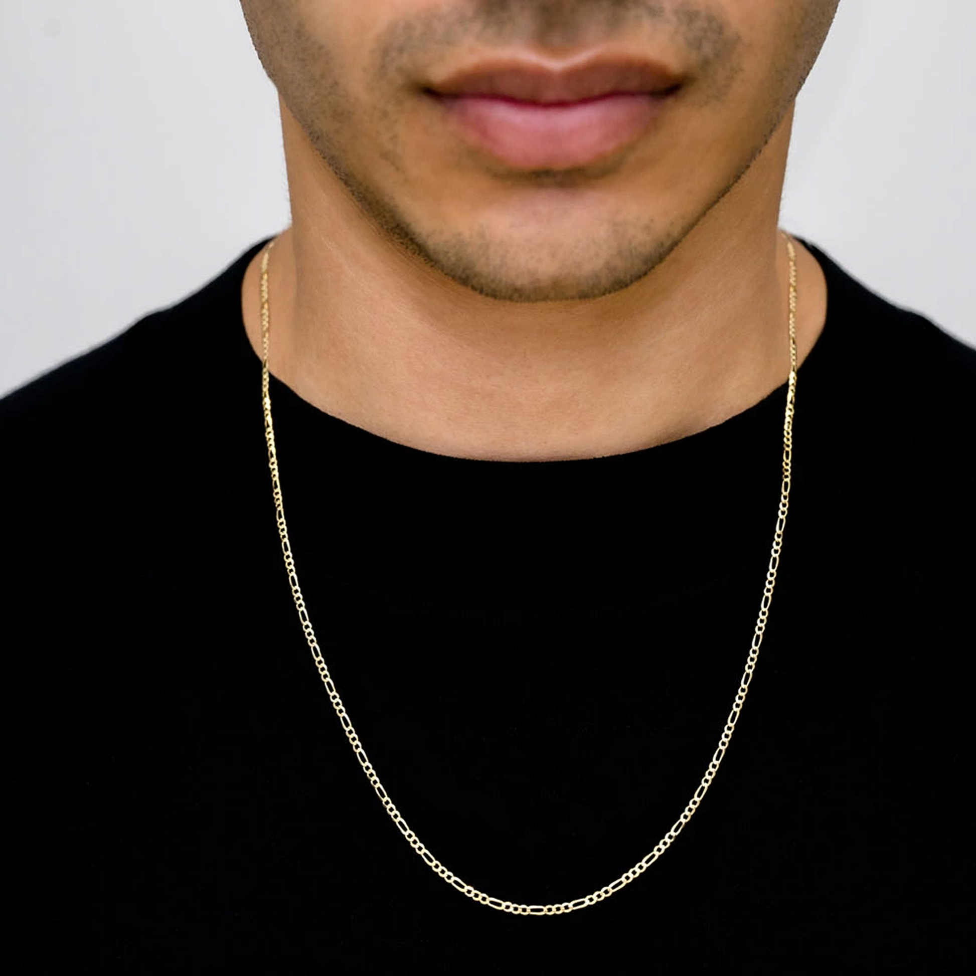Figaro Gold Chain in 14K yellow gold, 2mm width, alternate view
