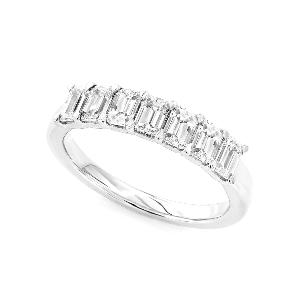 Emerald Cut Diamond Ring in 14K white gold, angled view