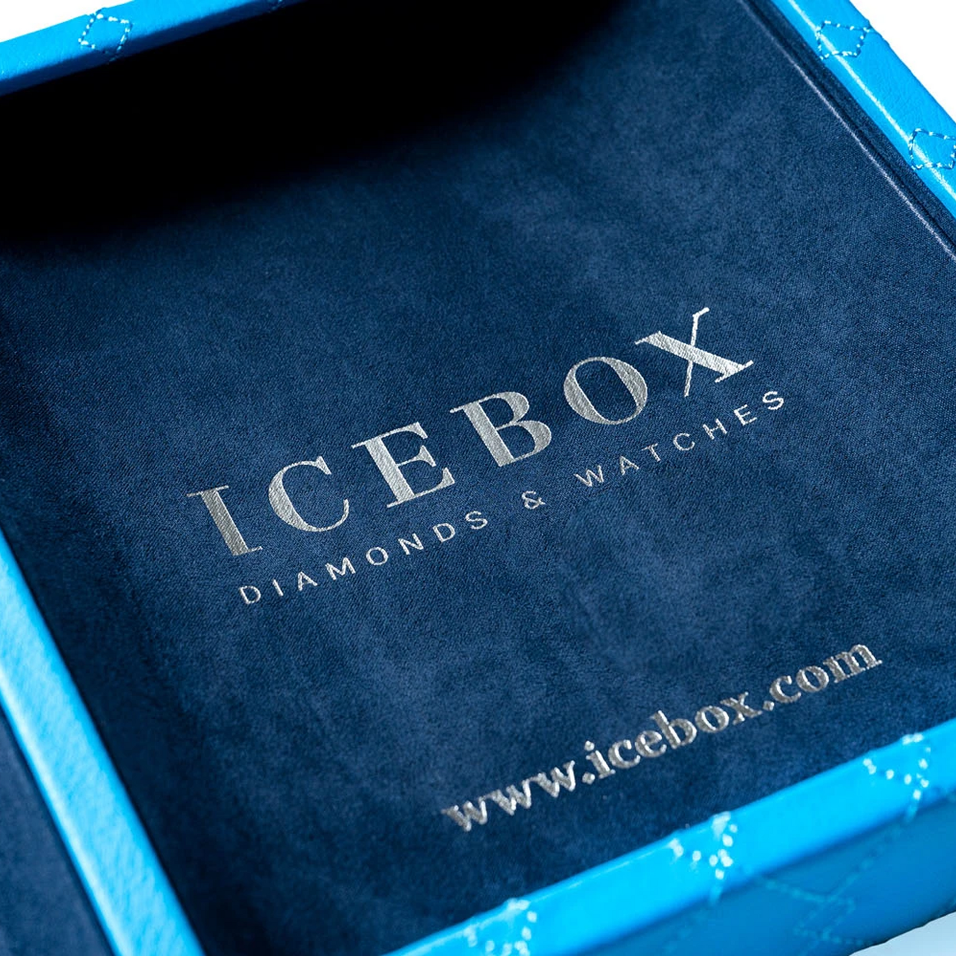Icebox Leather Dresser Caddy in blue, detail view 5