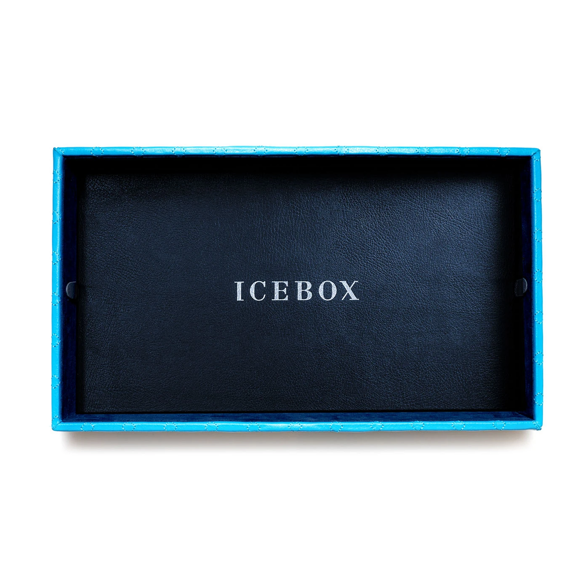 2-Inch Leather Vault Tray in blue gold, detail view 2