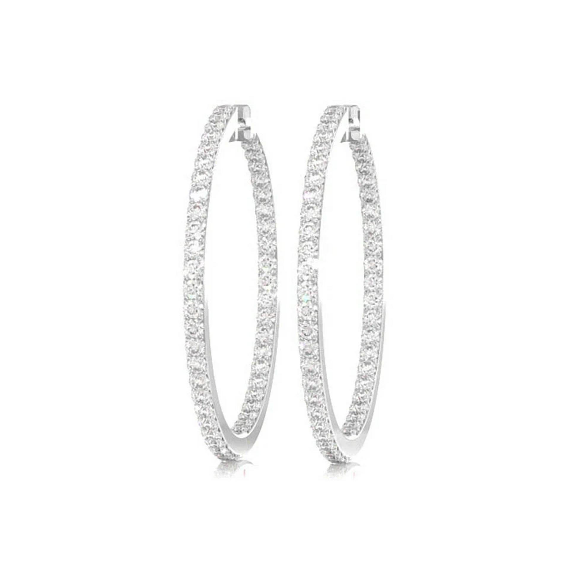 Large Inside-Out Diamond Hoop Earrings in 14K white gold, 2.75ctw, side view
