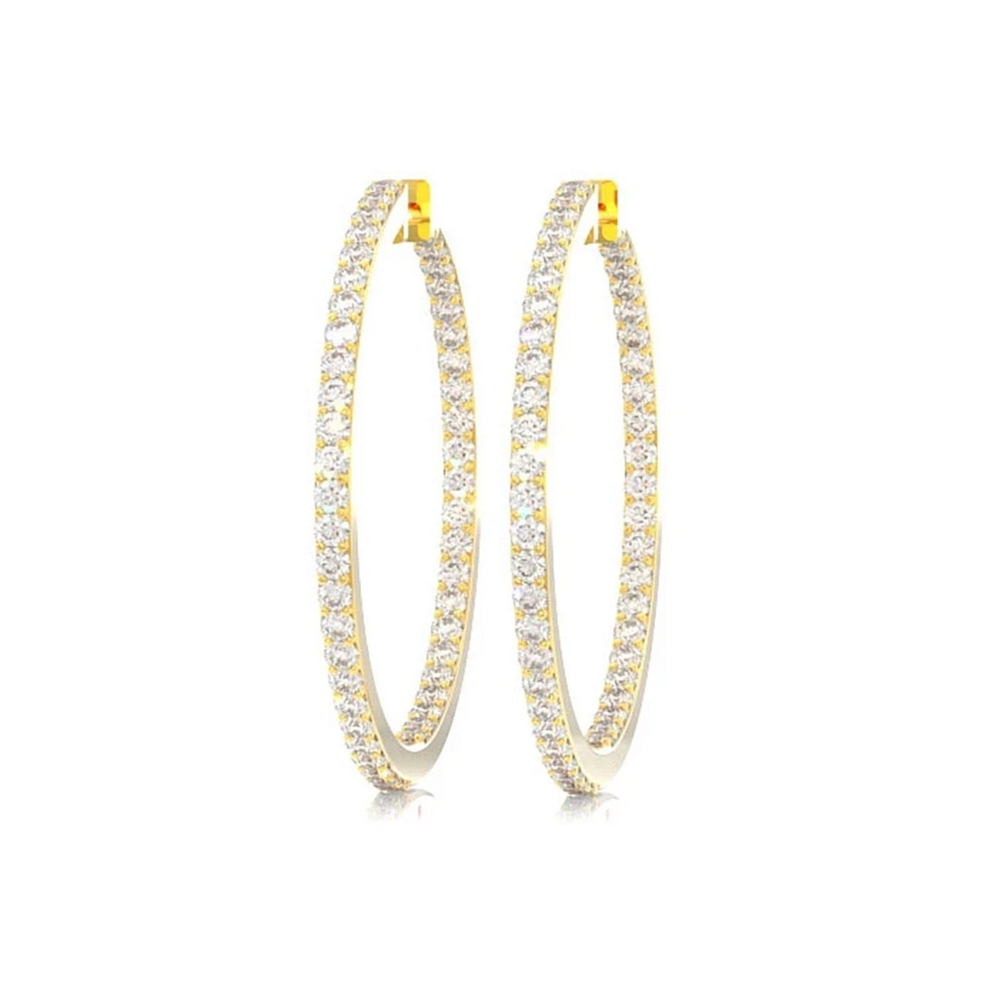 Large Inside-Out Diamond Hoop Earrings in 14K yellow gold, 2.75ctw, side view