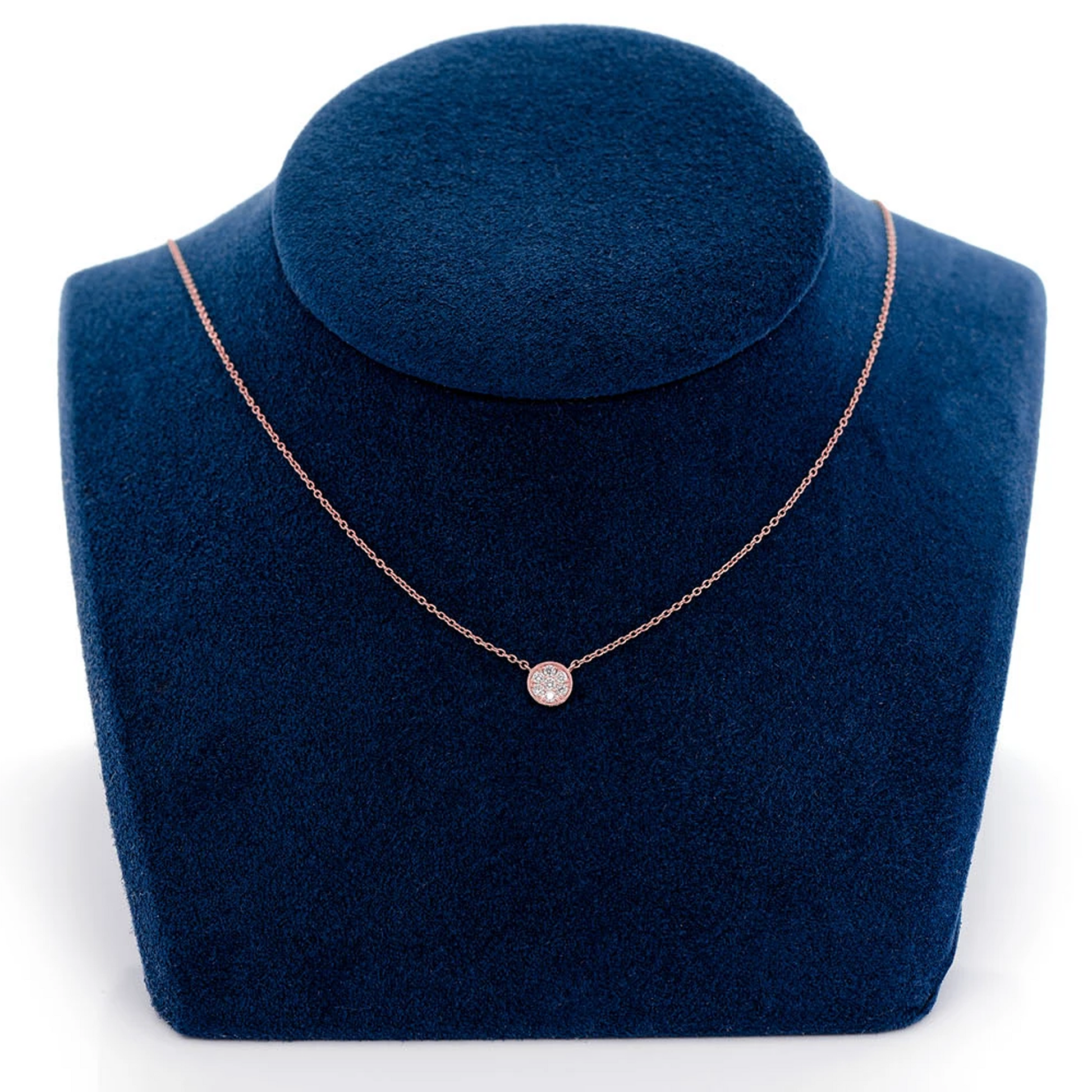 Round Diamond Disc Pendant in 14K rose gold, alternate view