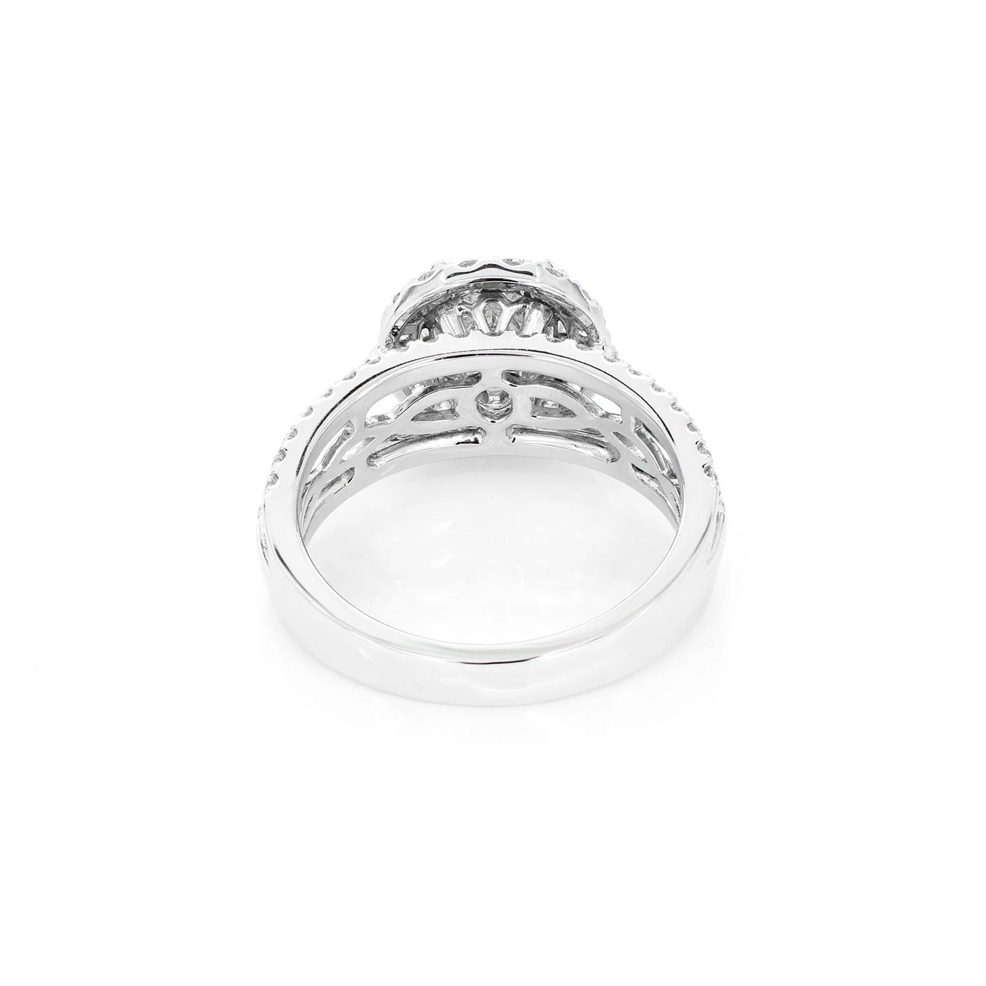 Cathedral Round Halo Ring in 14K white gold, alternate view