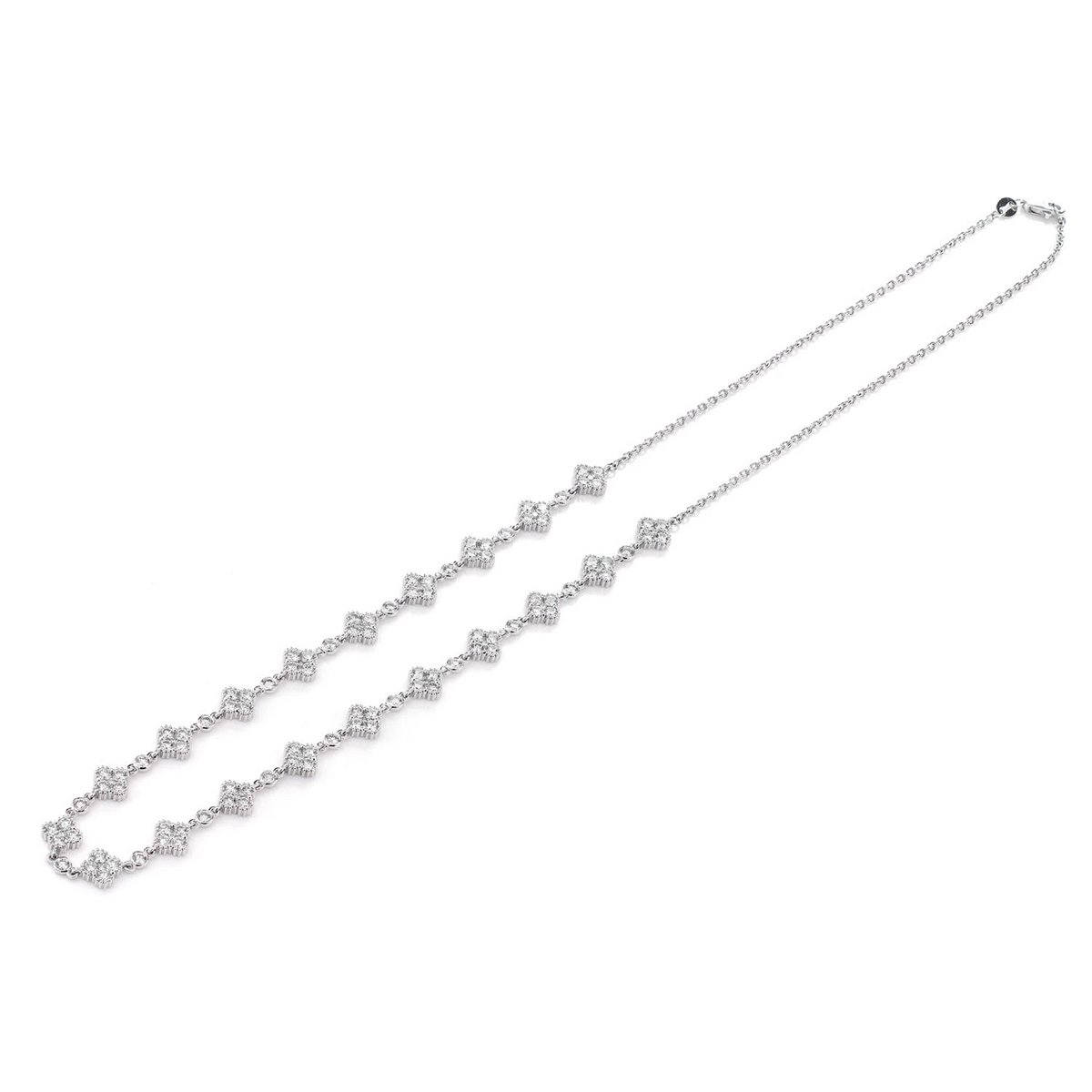 Clover Diamond Milgrain Link Station Necklace