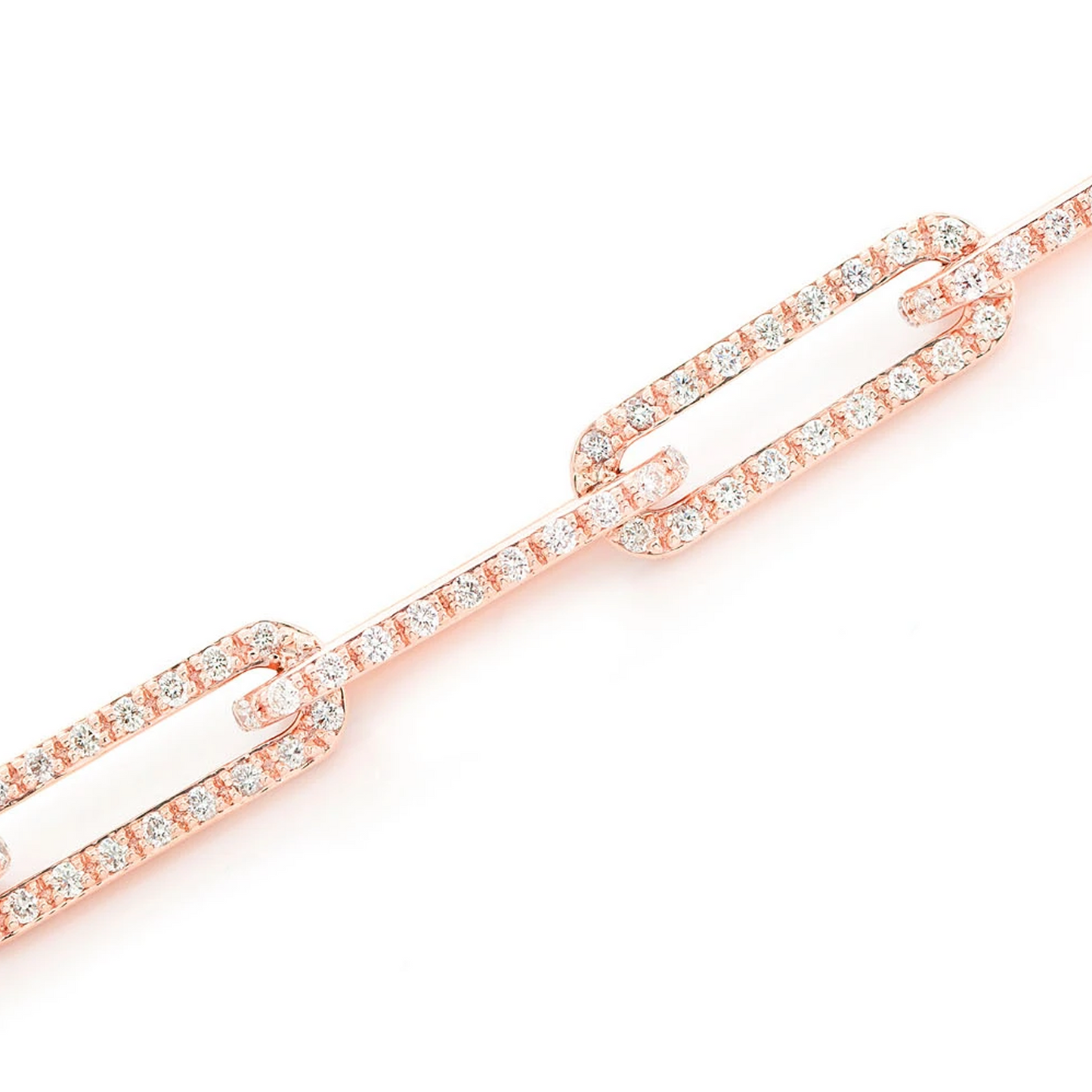Iced Elongated Rolo Diamond Bracelet in 14K rose gold, alternate view