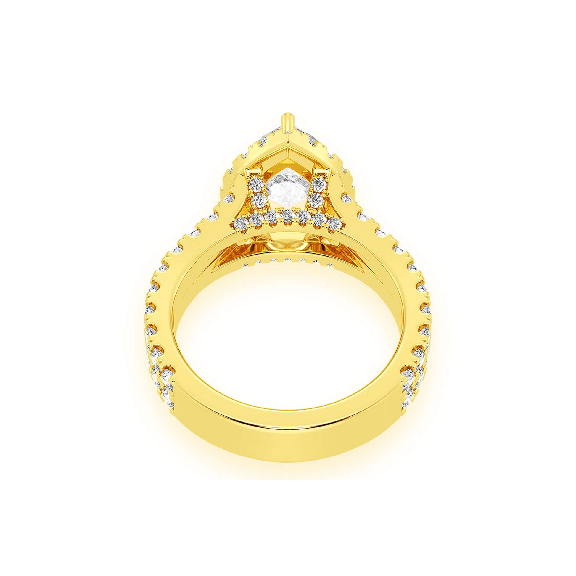 Classic Pear Solitaire Two Row Split Scallop Ring in 14K rose gold, alternate view 4