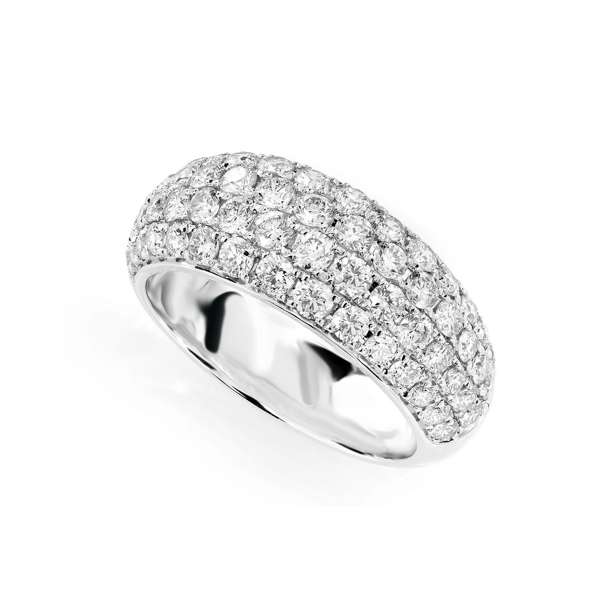 Four Row Bubbly Diamond Band Ring Platinum