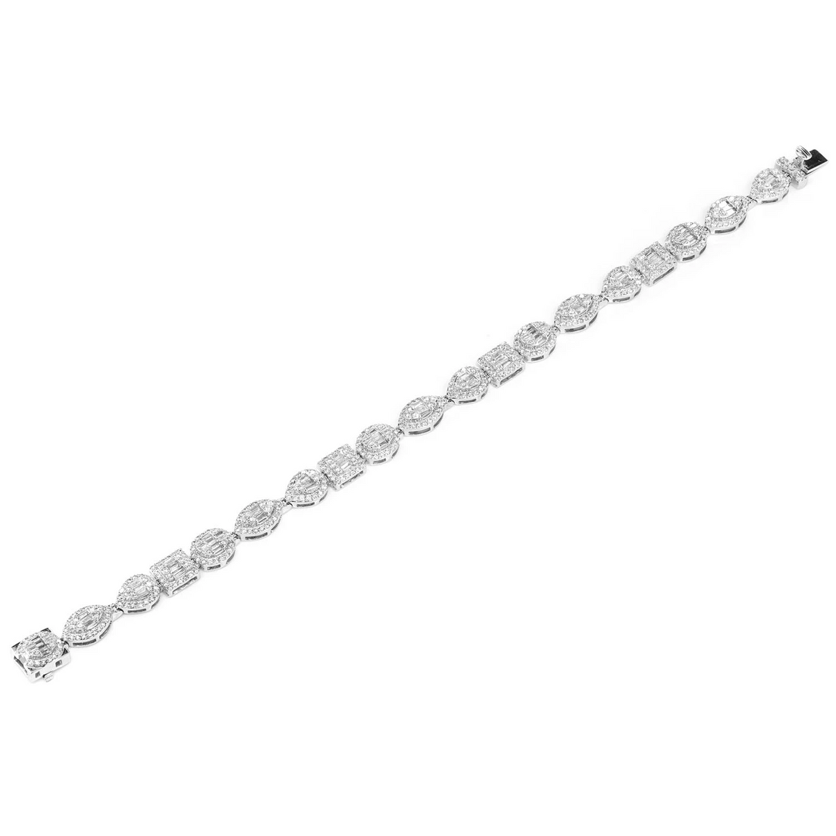 Baguette and Round Multi Shape Link Diamond Bracelet