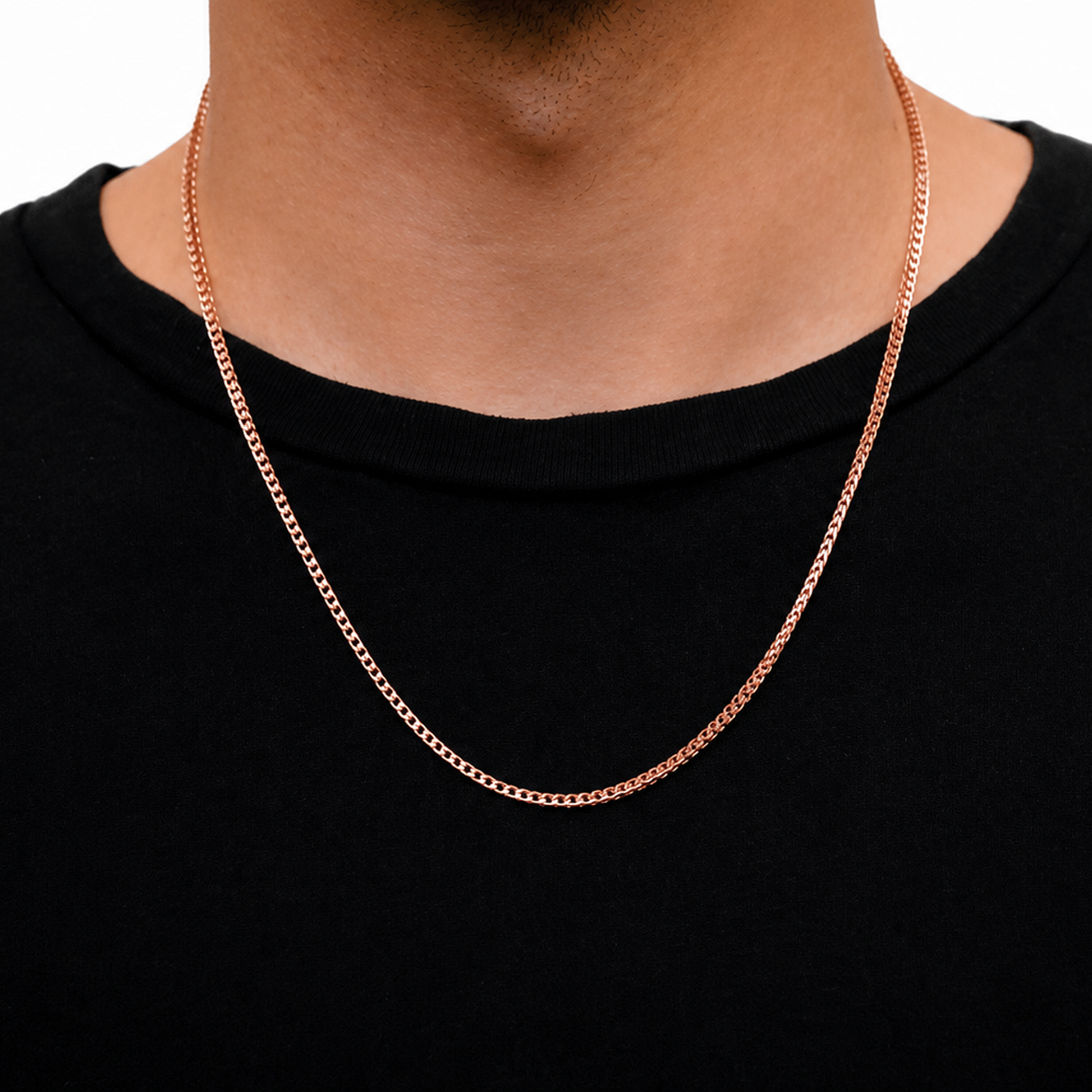 Franco Gold Chain in 14K rose gold, 2mm width, alternate view