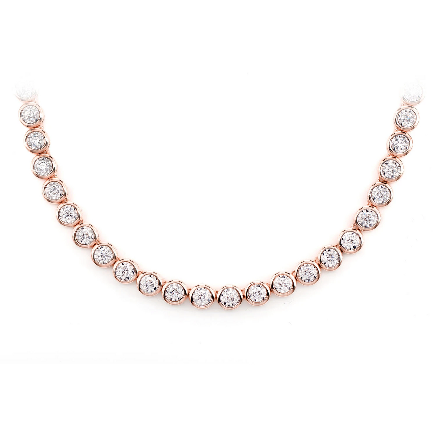 Bezel Miracle Set Diamond Tennis Necklace
