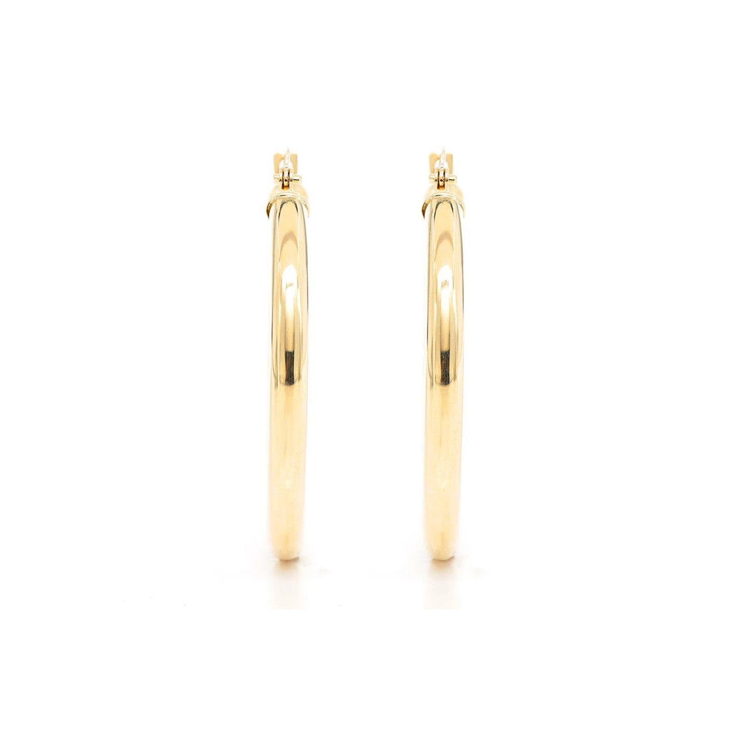 3mm Gold Hoop Earrings in 14K yellow gold, Small, alternate view