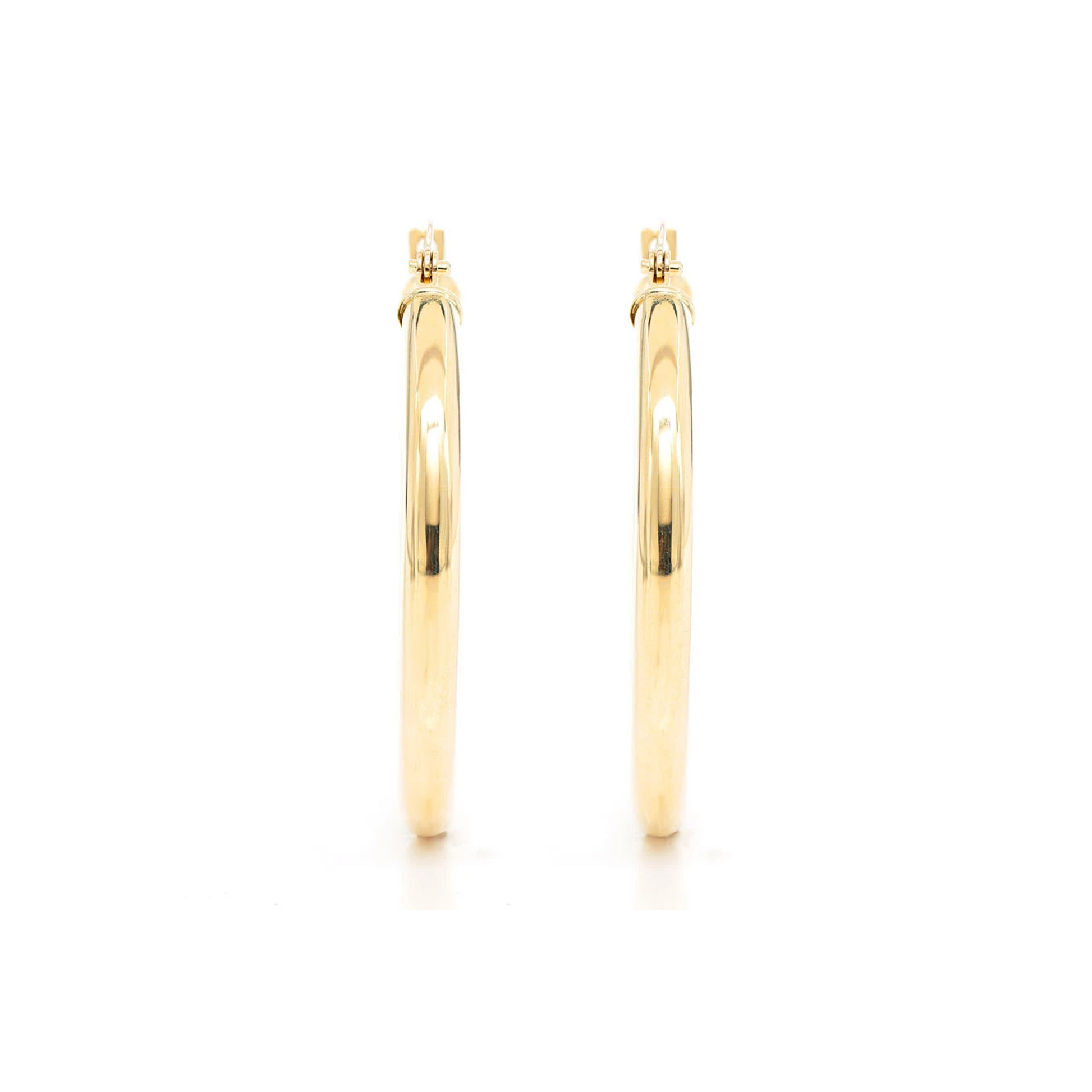 3mm Gold Hoop Earrings in 14K yellow gold, Small, alternate view