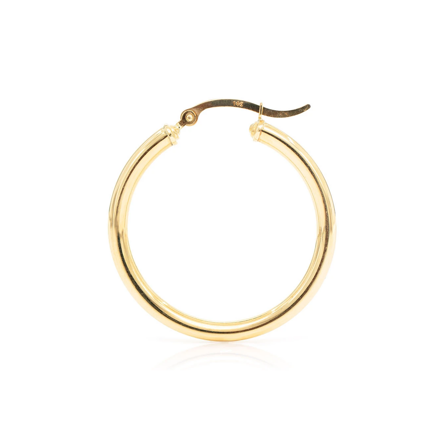 3mm Gold Hoop Earrings in 14K yellow gold, Small, detail view