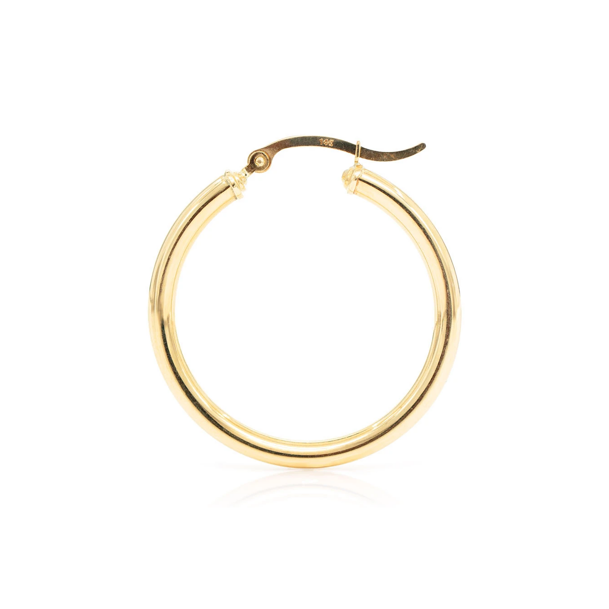 3mm Gold Hoop Earrings in 14K yellow gold, Small, detail view