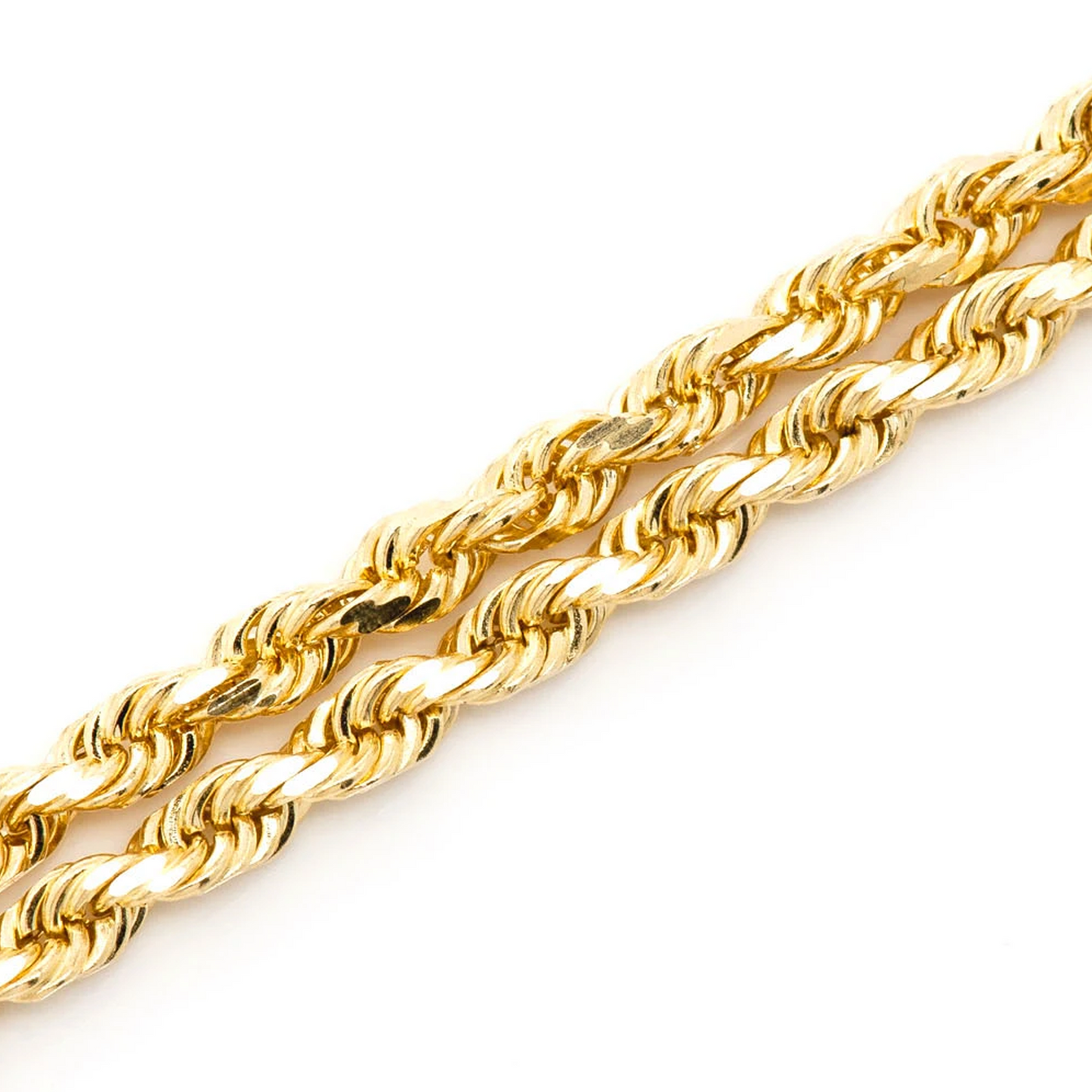 Rope Gold Chain in 14K yellow gold, 3mm width, detail view
