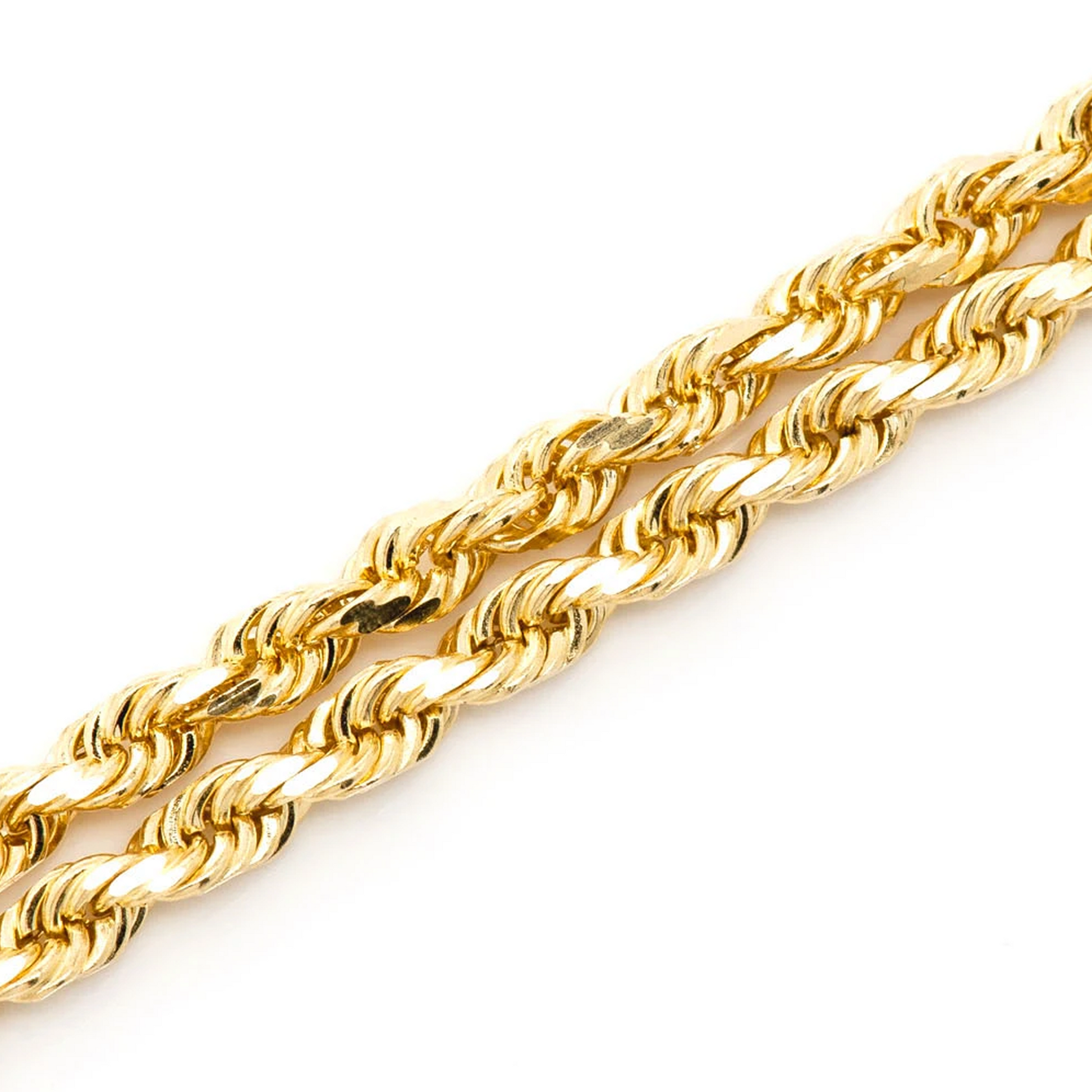 Rope Gold Chain in 14K yellow gold, 3mm width, detail view