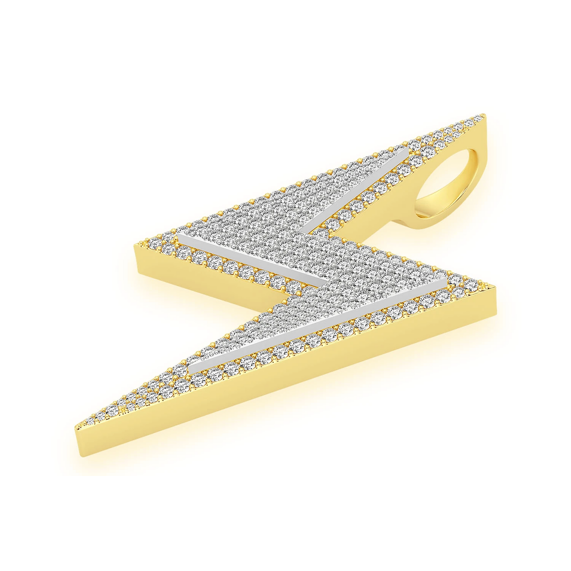 Hidden Bail Lightning Pendant in 14K yellow gold, Statement | 2.75ctw, detail view