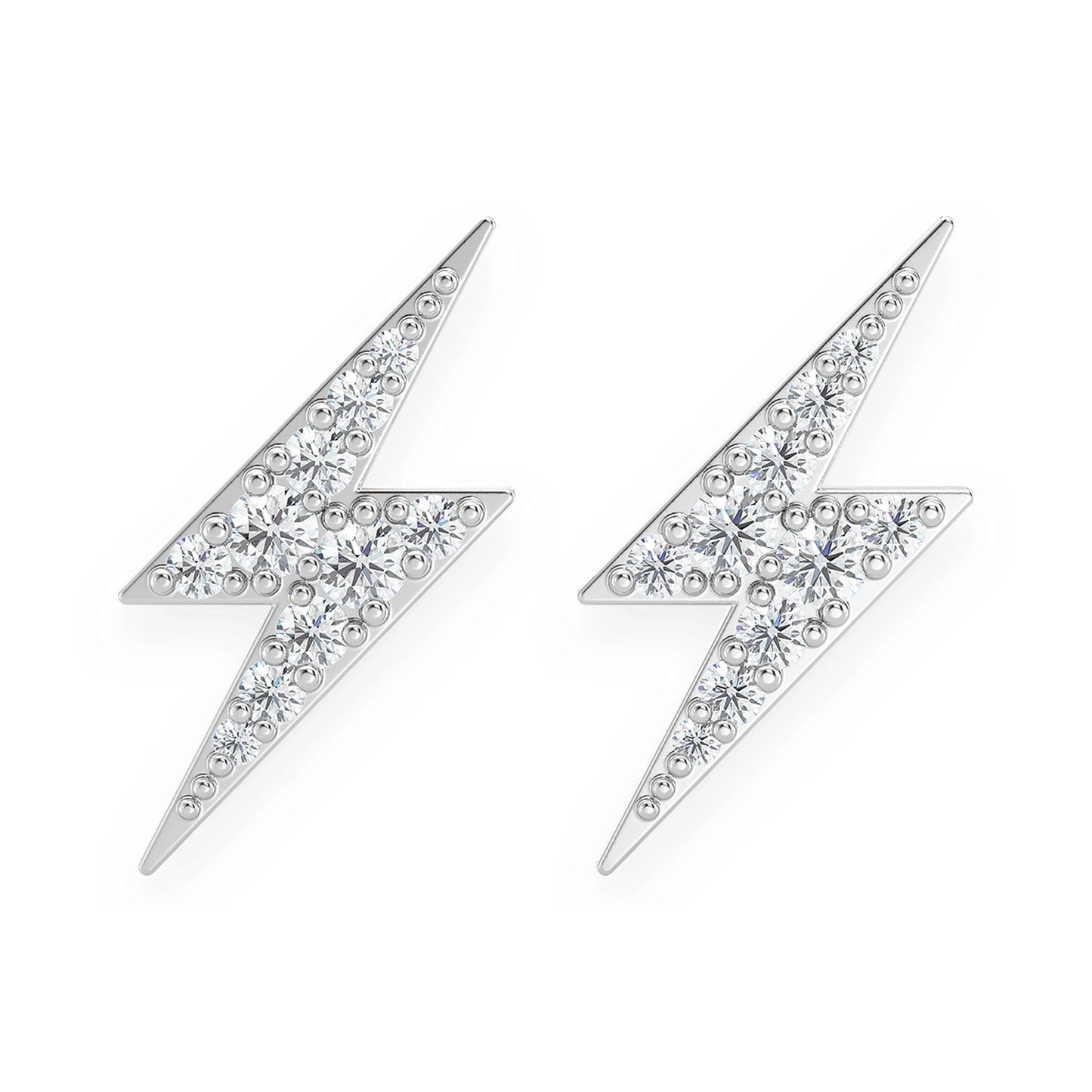 Lightning Diamond Studs in 14K white gold, front view