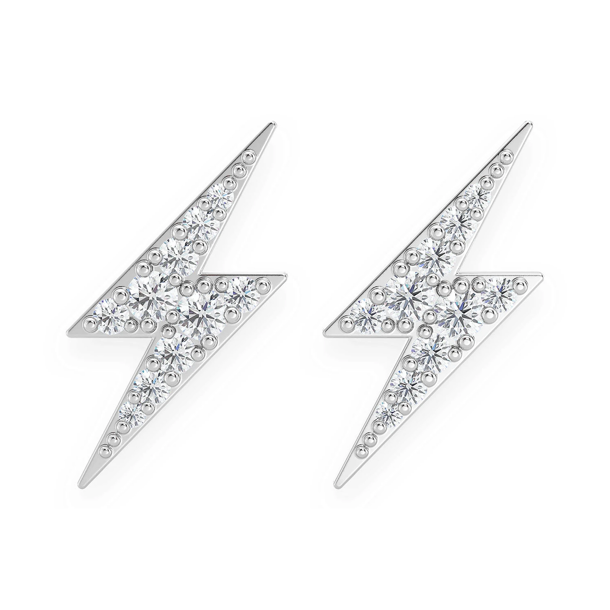 Lightning Diamond Studs in 14K white gold, front view