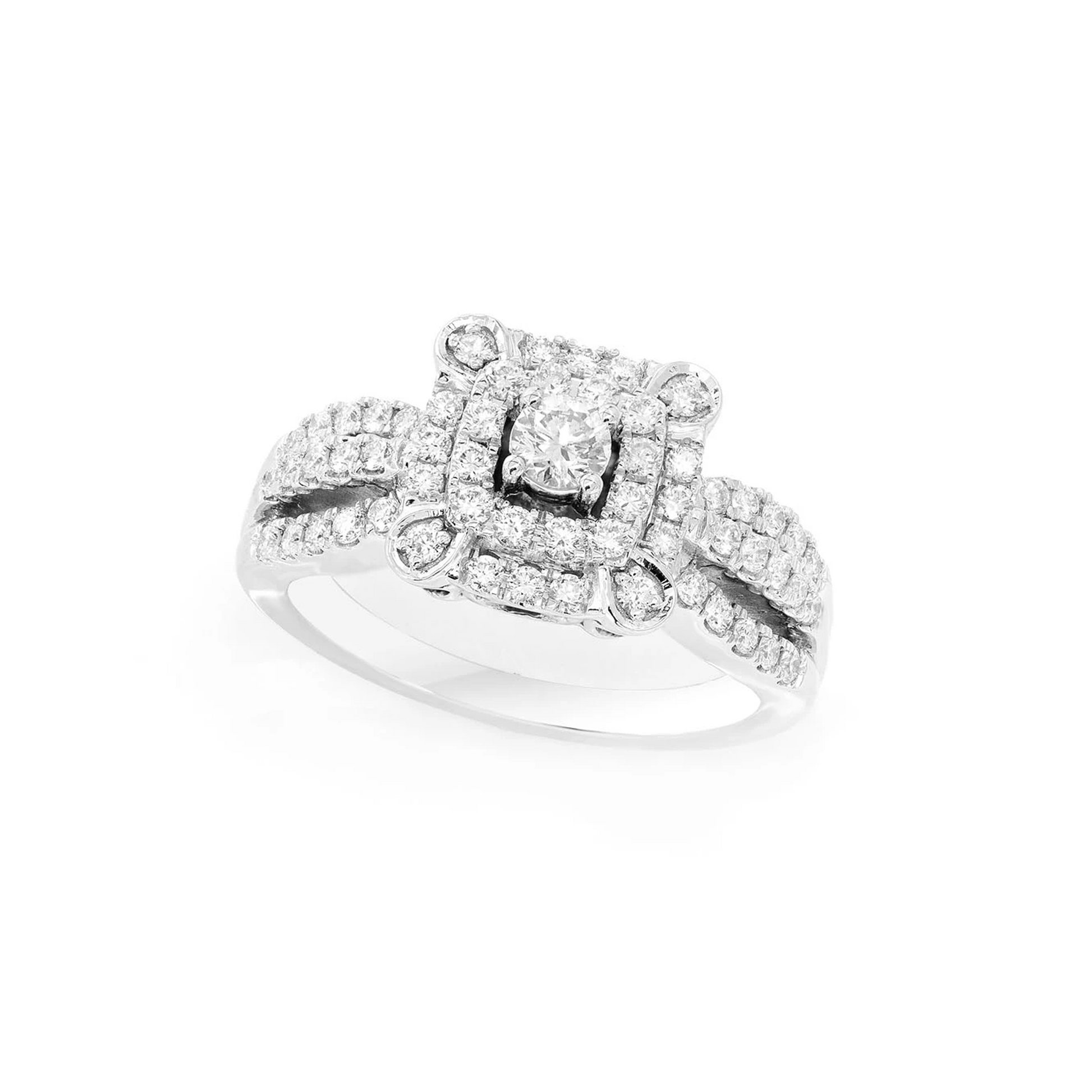 Two Tier Diamond Ring in 14K white gold, angled view