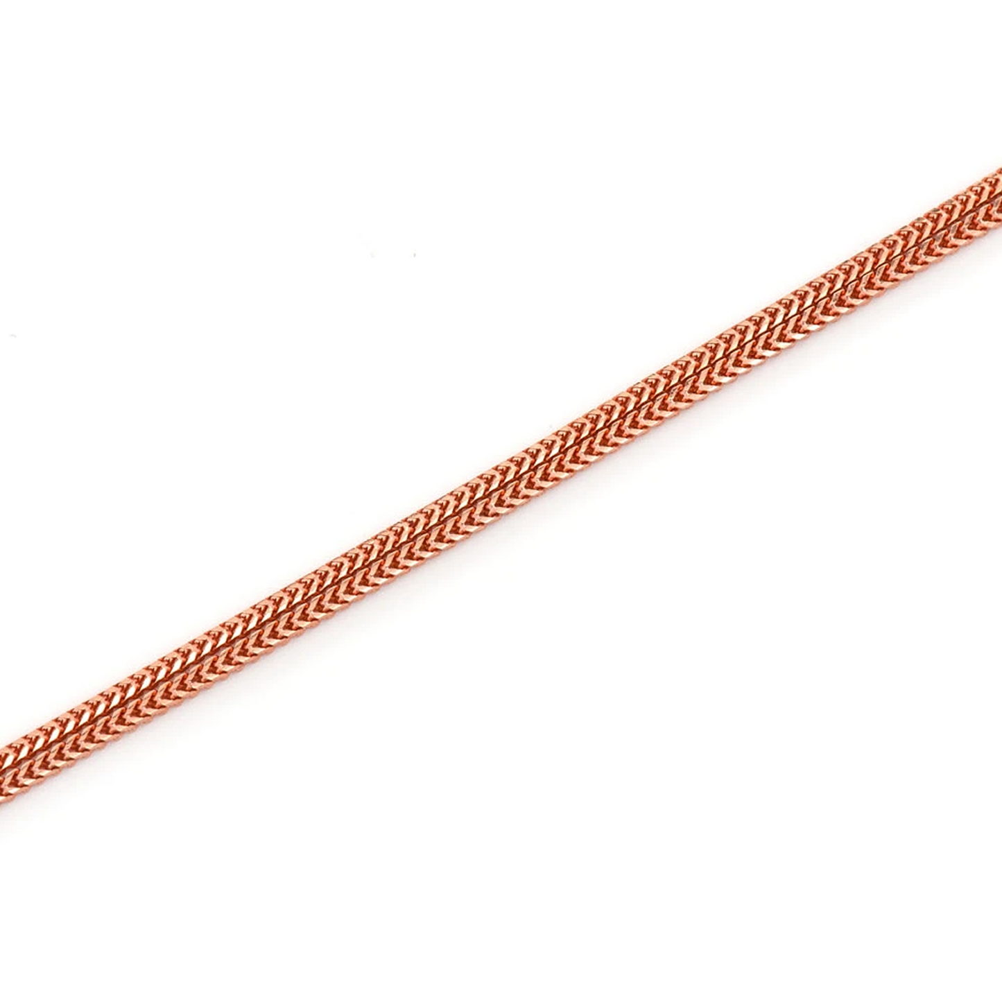 Franco Gold Chain in 14K rose gold, 1mm width, full-length view