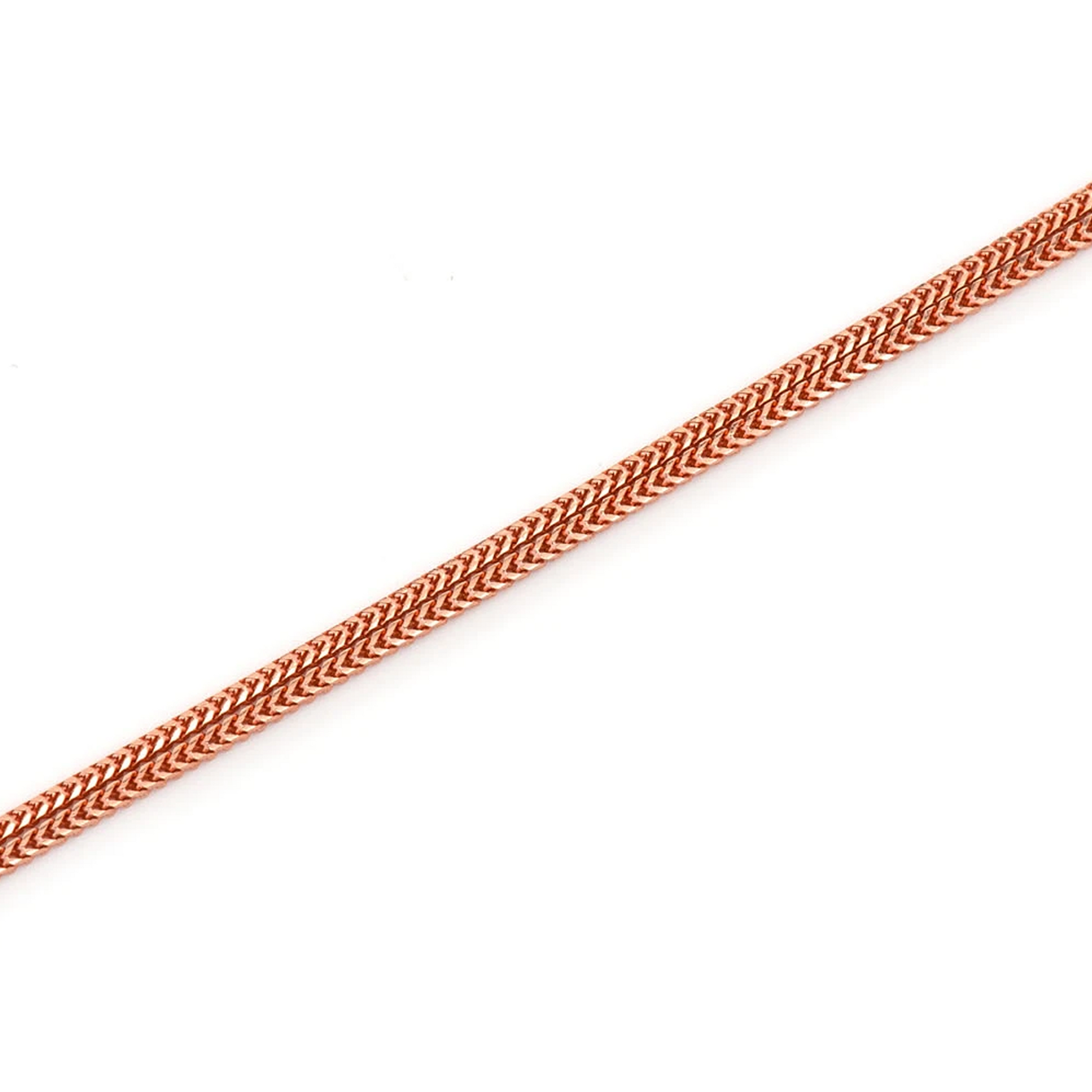 Franco Gold Chain in 14K rose gold, 1mm width, full-length view