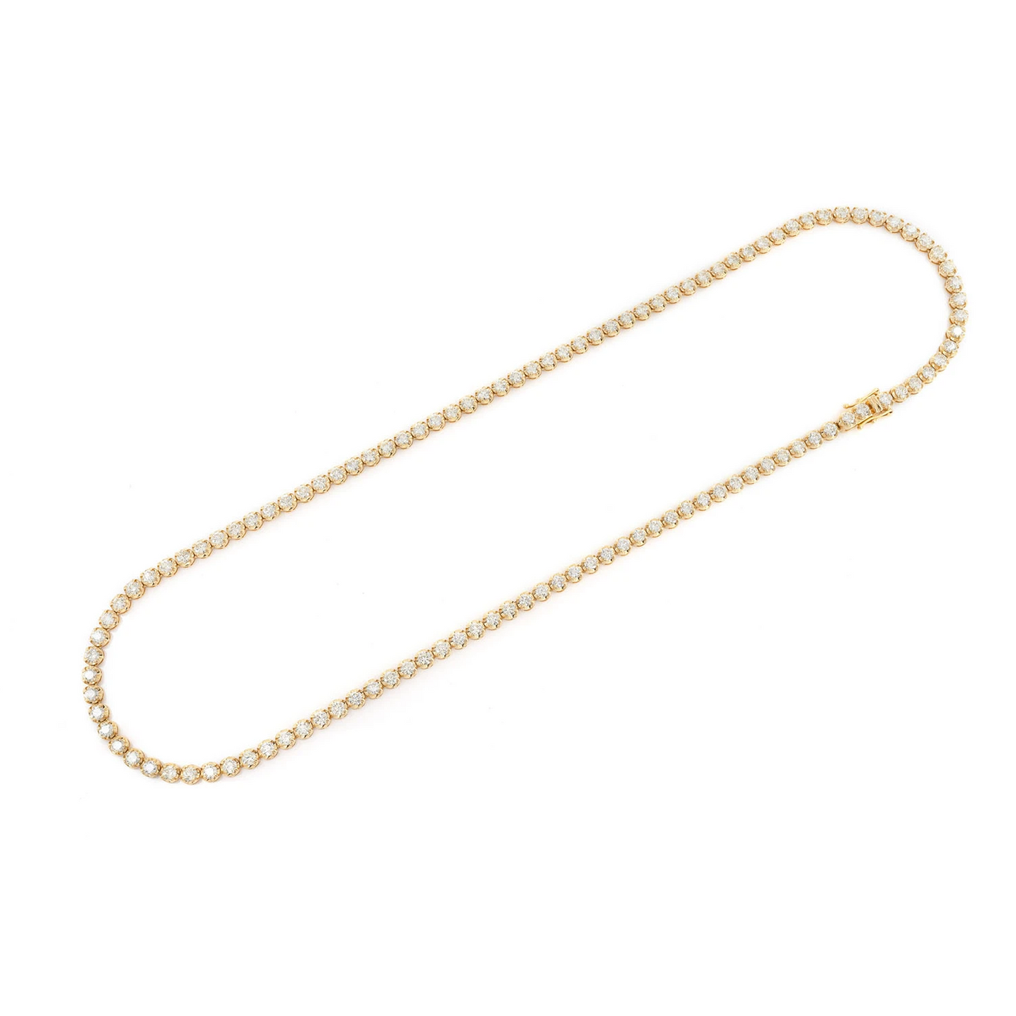 Crown Diamond Tennis Necklace in 14K yellow gold, 12pt / 14.00ctw, full-length view