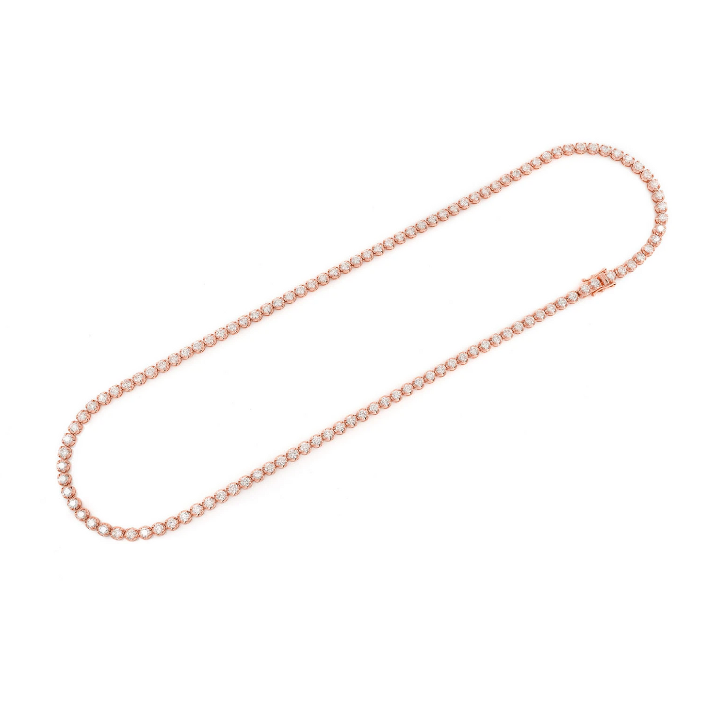 Crown Diamond Tennis Necklace in 14K rose gold, 12pt / 14.00ctw, full-length view