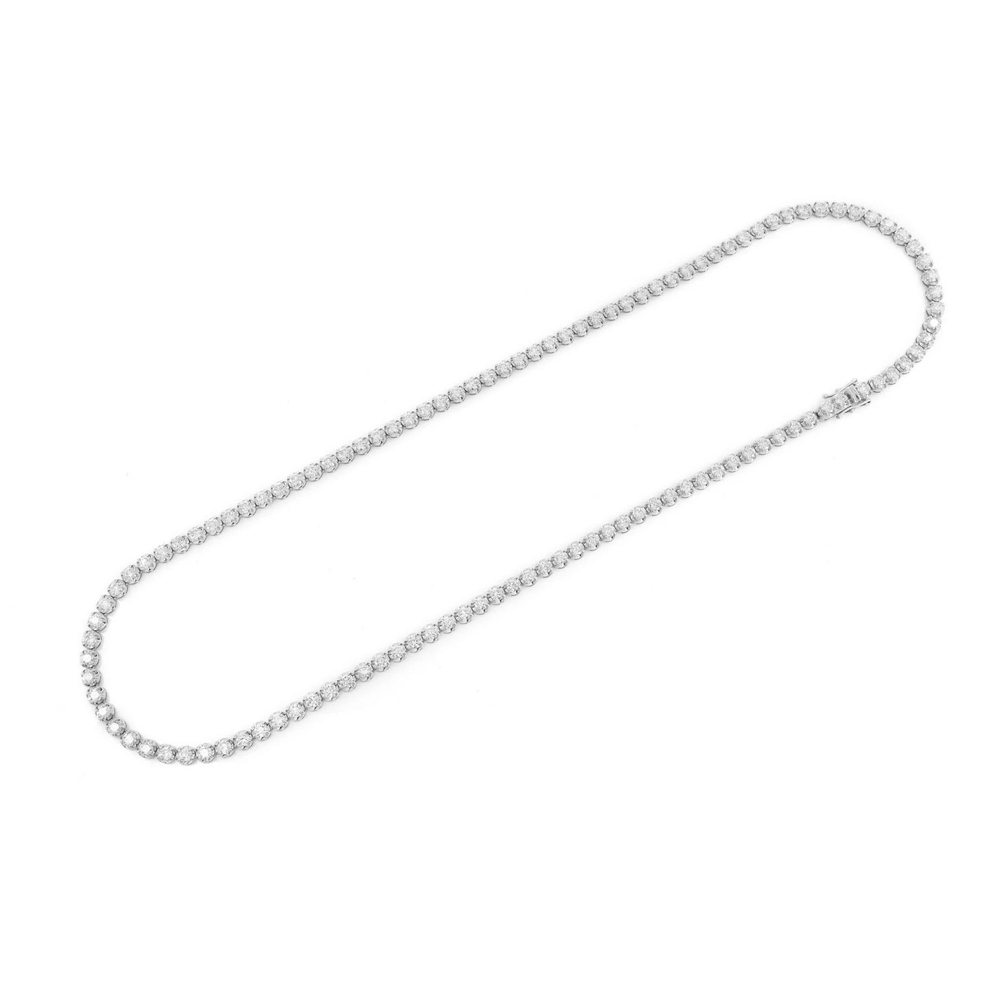 Crown Diamond Tennis Necklace in 14K white gold, 12pt / 14.00ctw, full-length view