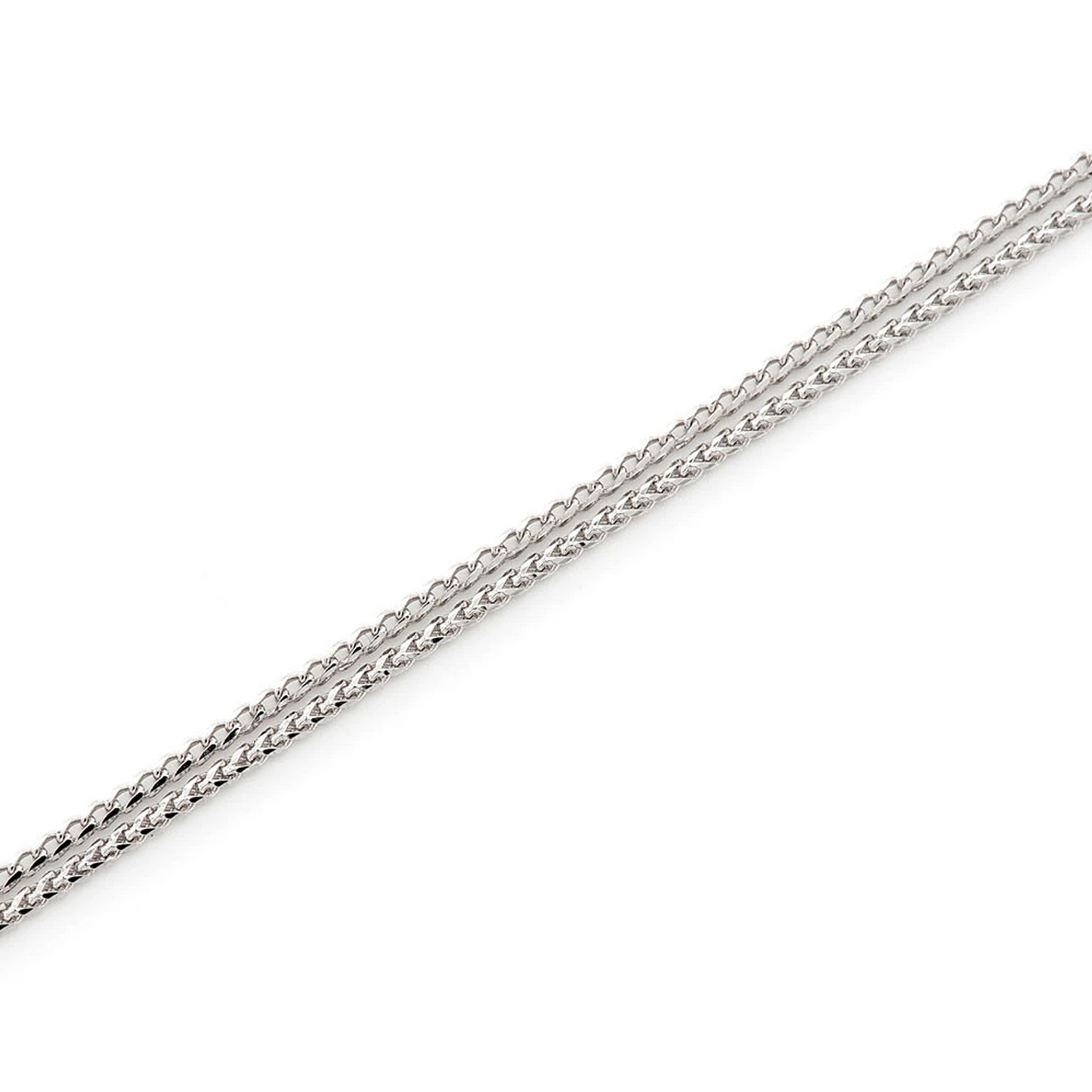 Franco Gold Chain in 14K white gold, 1mm width, full-length view