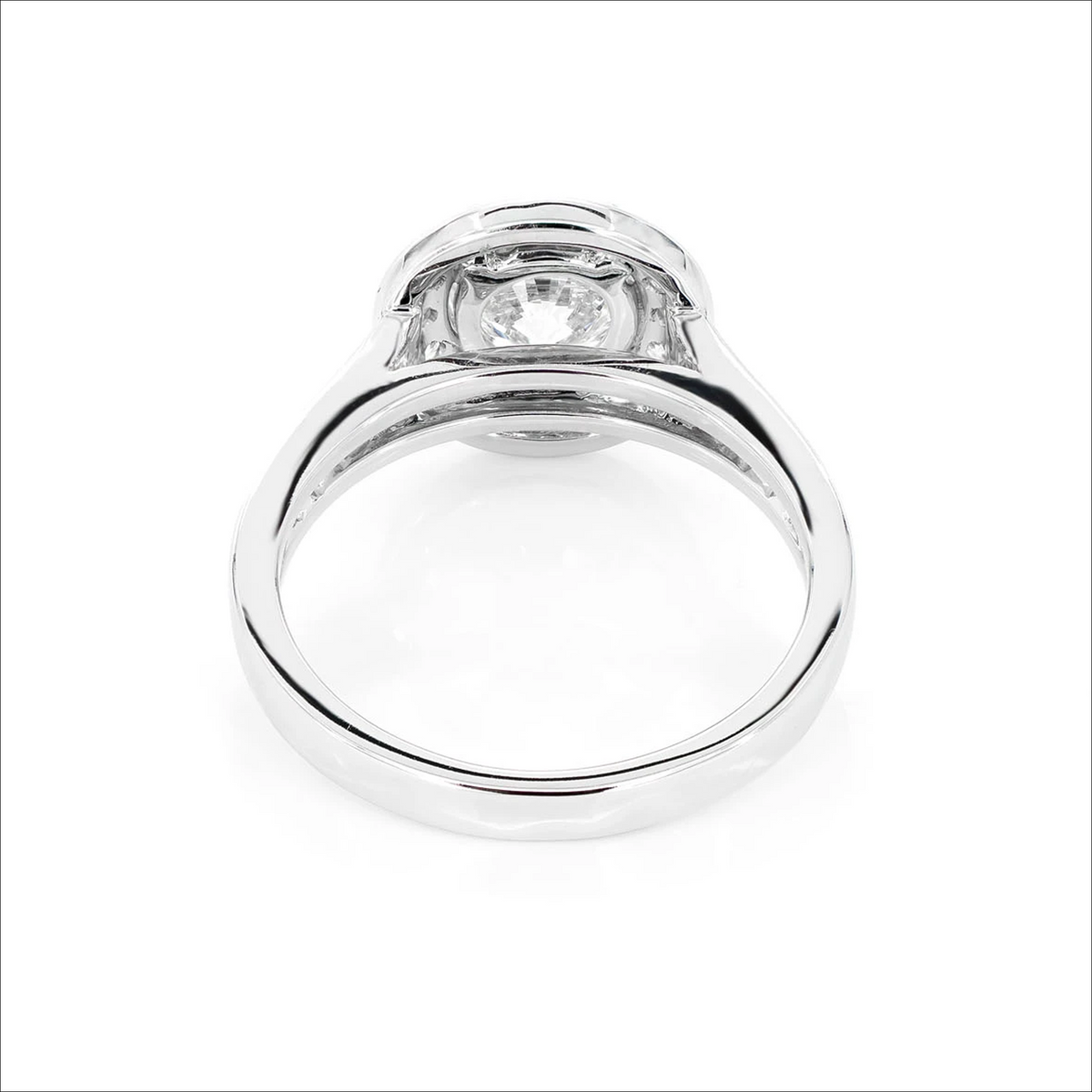 Milgrain halo ring in 14K white gold, gallery view