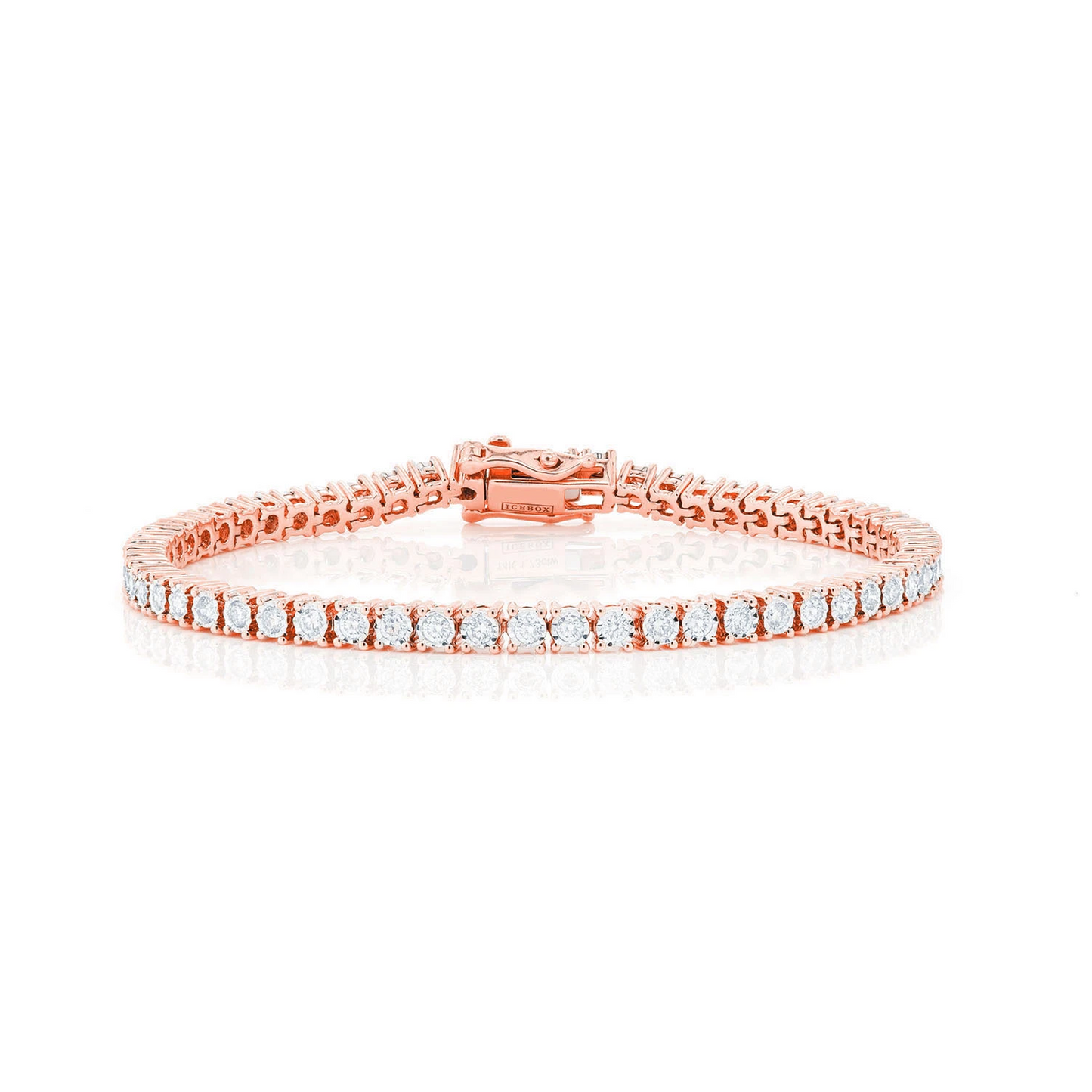 Miracle Diamond Tennis Bracelet in 14K rose gold, 2pt / 1.25ctw, front view