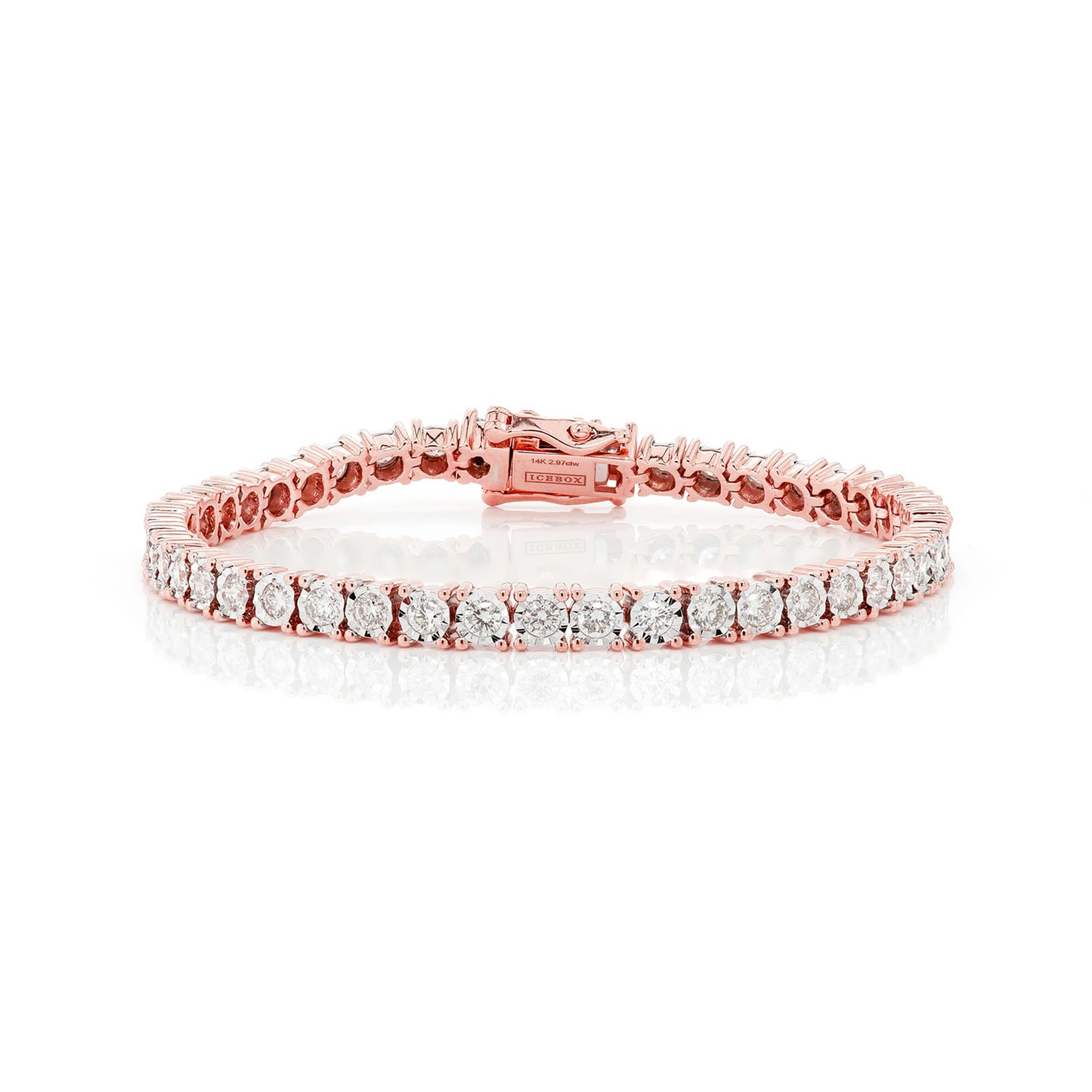 Miracle Diamond Tennis Bracelet in 14K rose gold, 9pt / 4.50ctw, front view