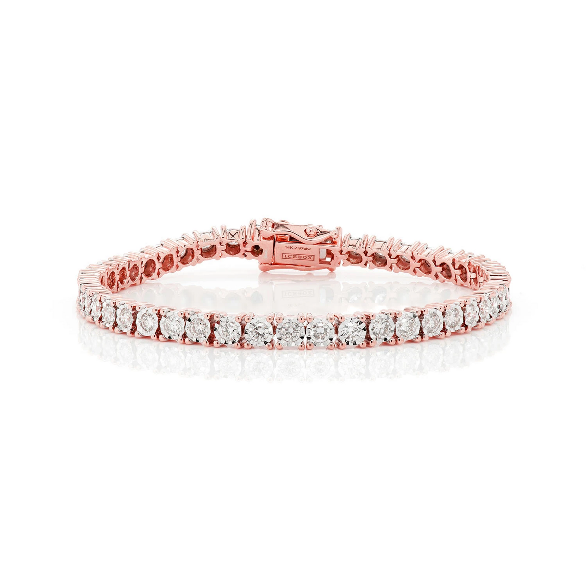 Miracle Diamond Tennis Bracelet in 14K rose gold, 9pt / 4.50ctw, front view