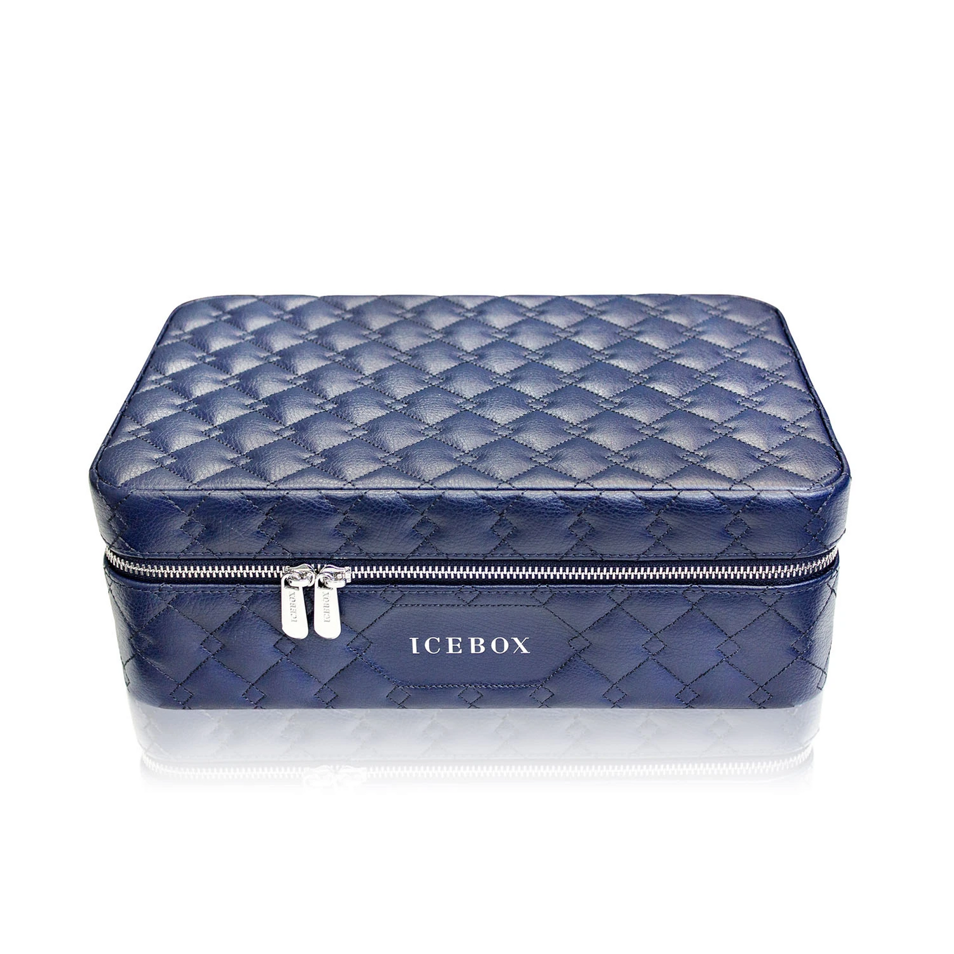 Icebox Large Traveler Case in navy, 2-watch capacity, exterior view