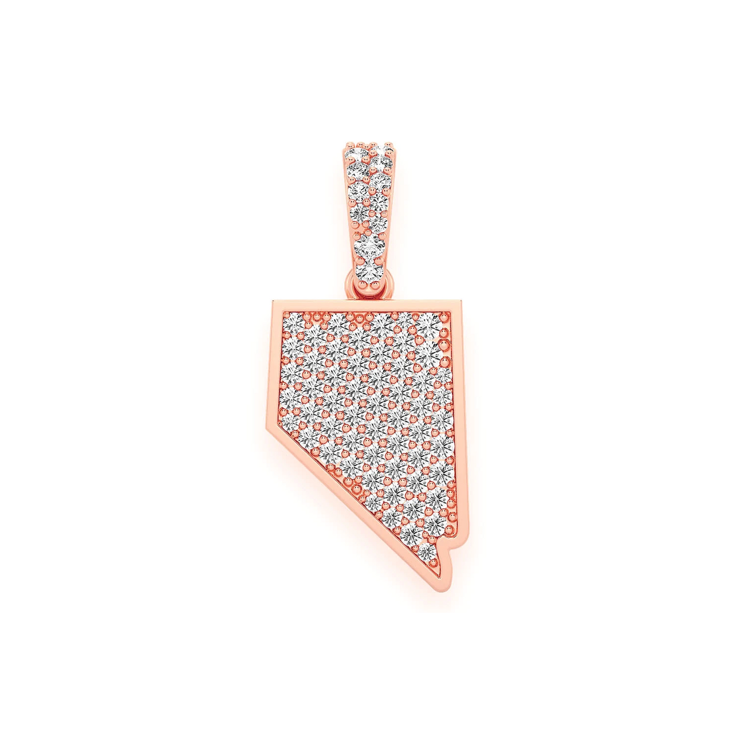 US State Diamond Pendant in 14K rose gold, Nevada design, front view